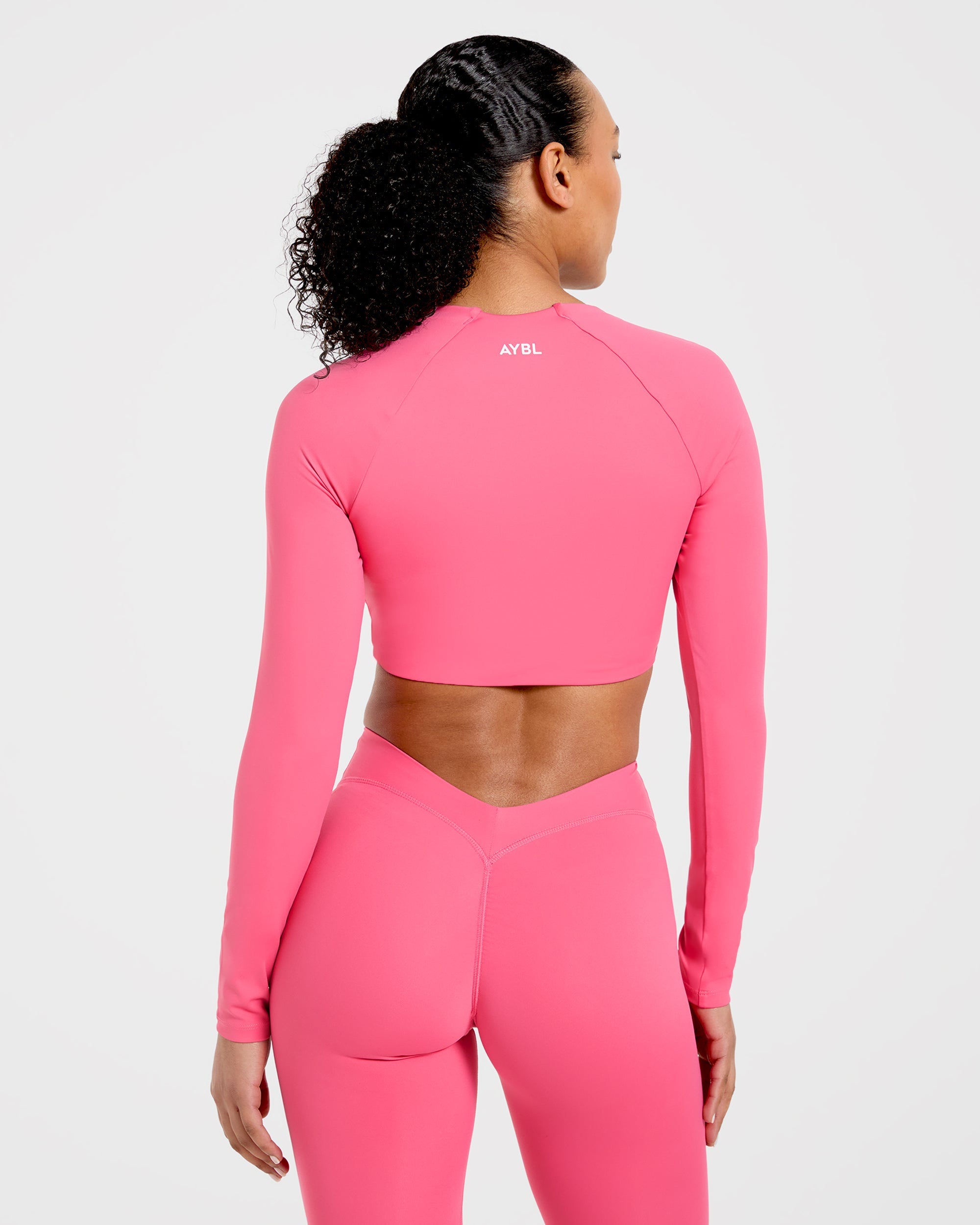 Physique Long Sleeve Crop Top - Roseberry Rosa