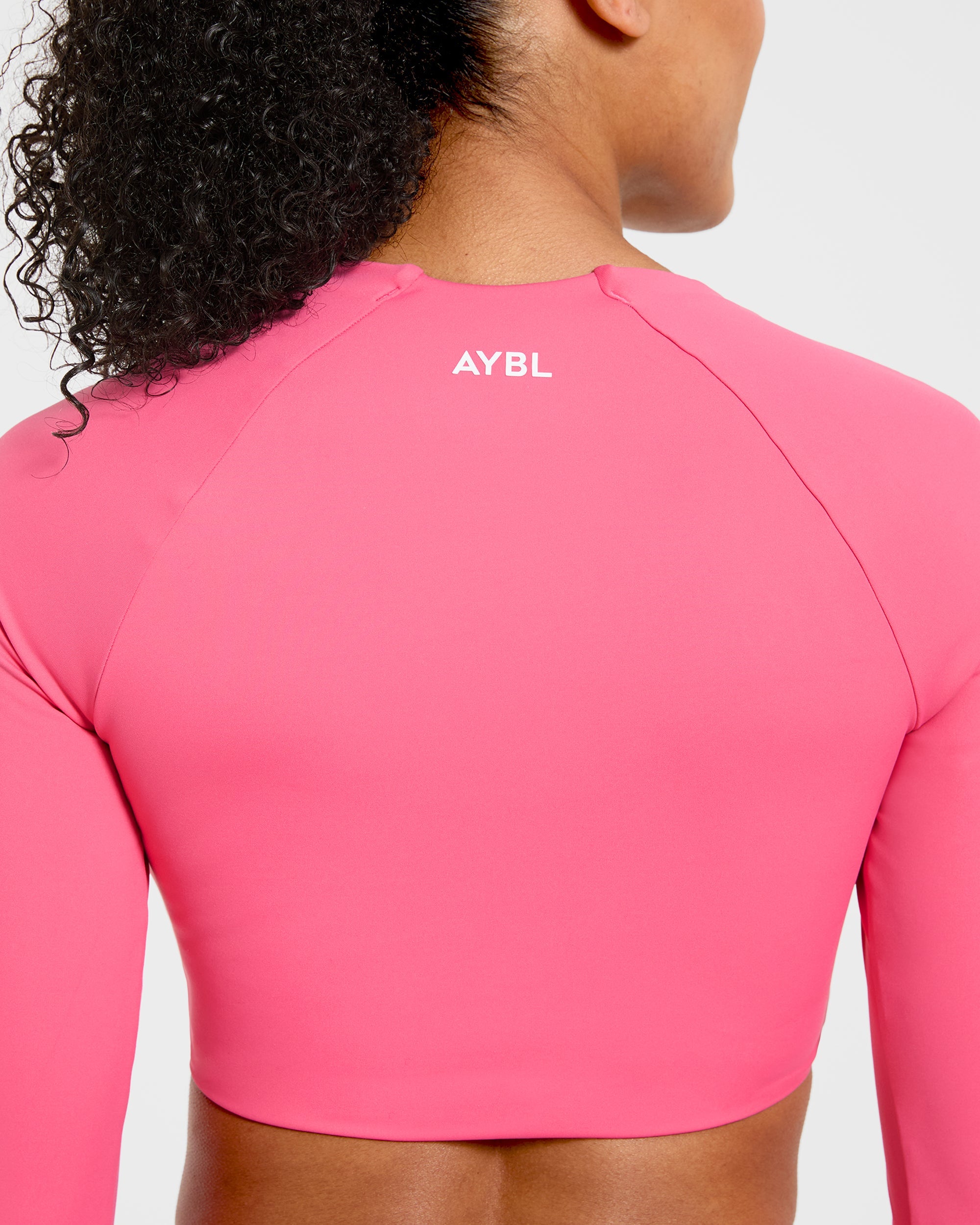 Physique Long Sleeve Crop Top - Roseberry Rosa