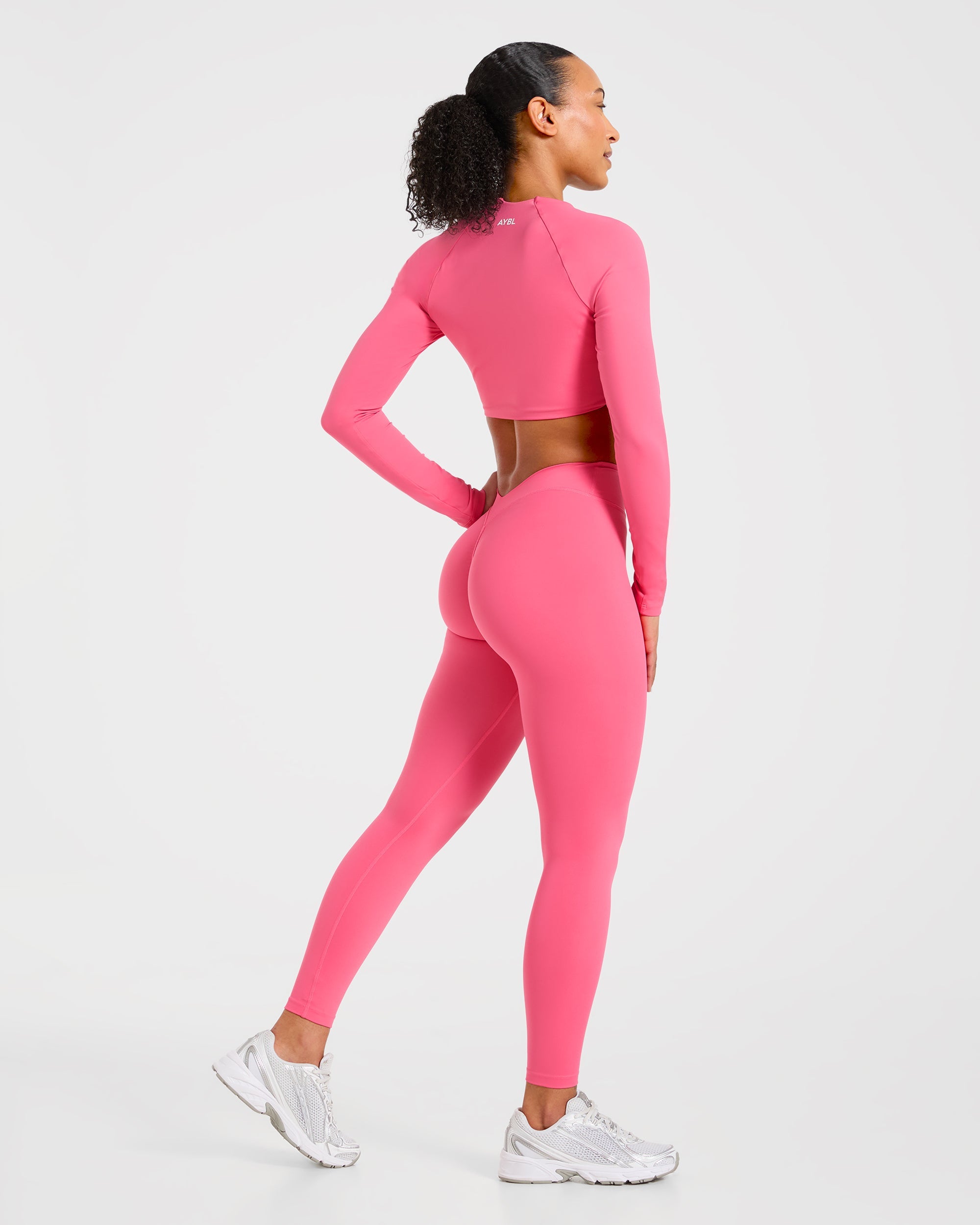 Physique Long Sleeve Crop Top - Roseberry Rosa