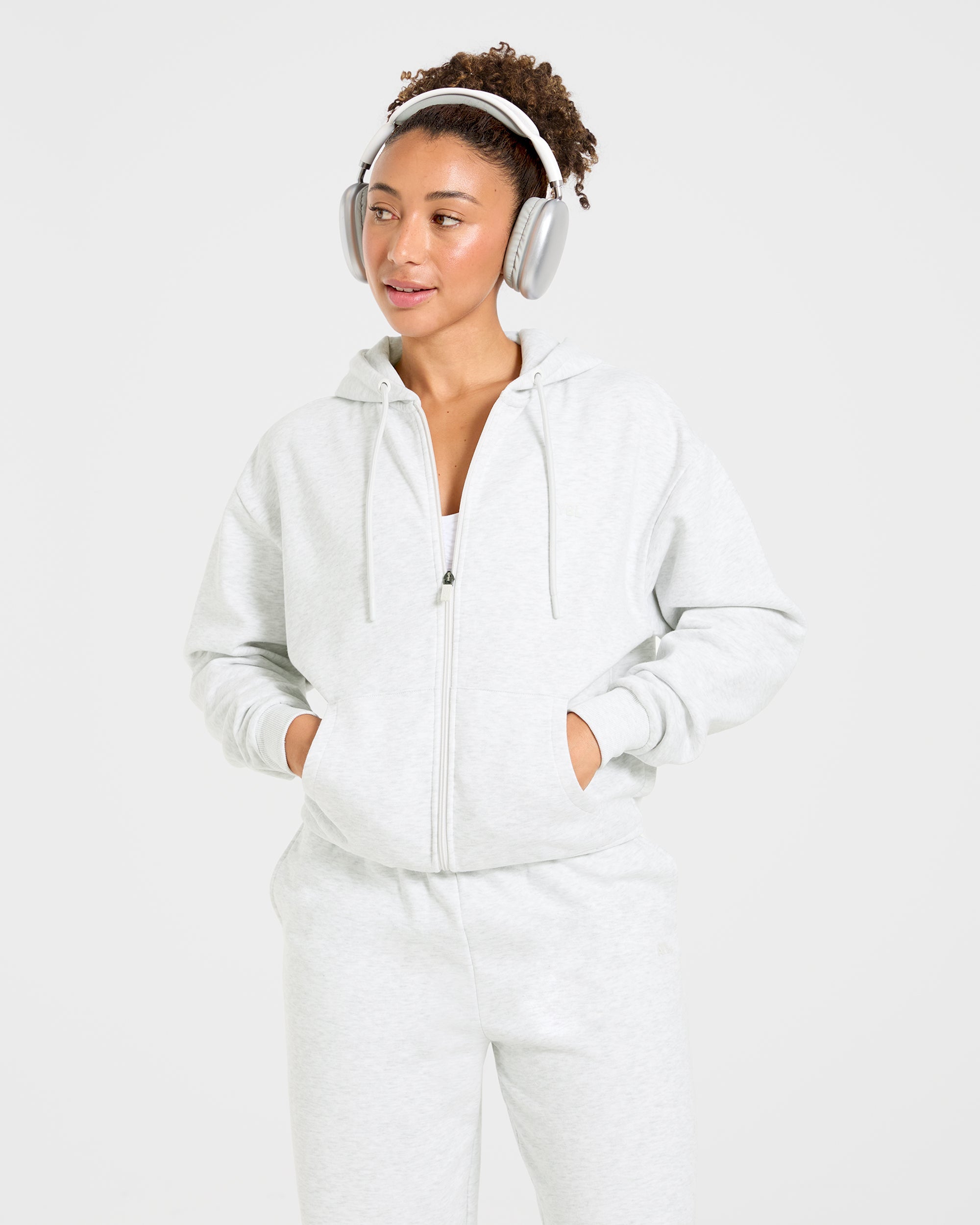 Lifestyle Oversized Zip Up Hoodie - Heather Grau