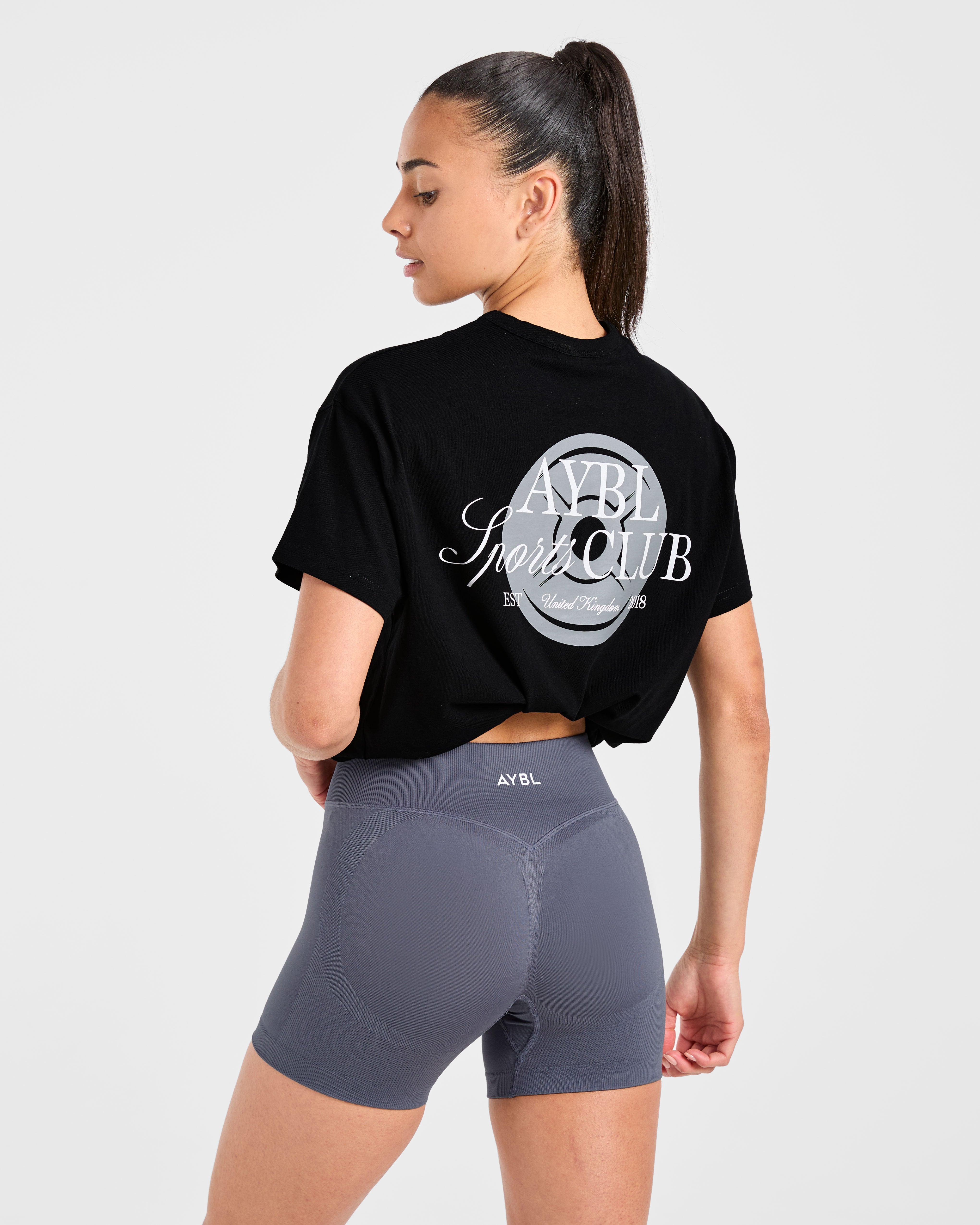 AYBL Sports Club Script Oversized T Shirt - Schwarz