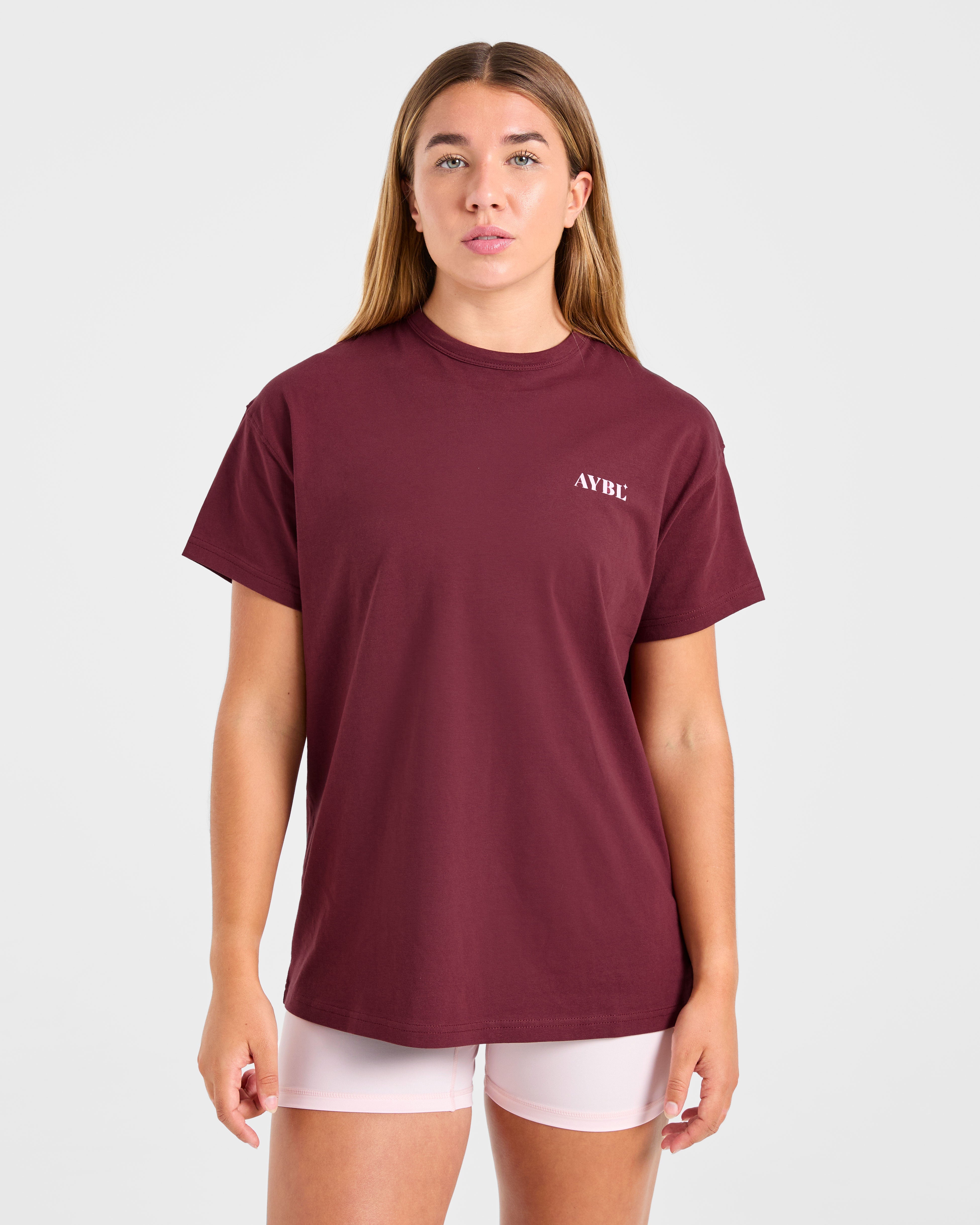 Dedicate To The Journey Oversized T Shirt - Burgunderrot
