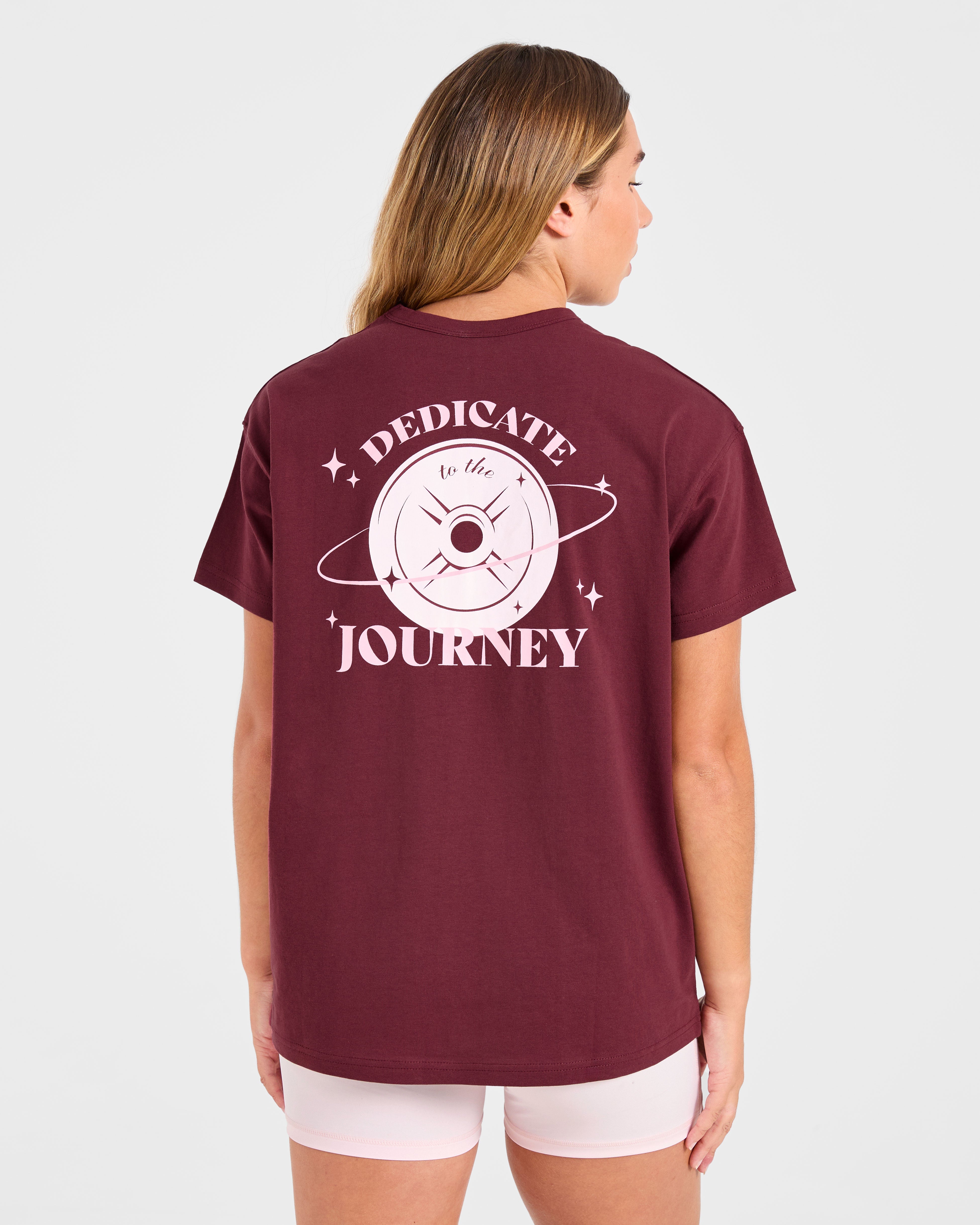 Dedicate To The Journey Oversized T Shirt - Burgunderrot