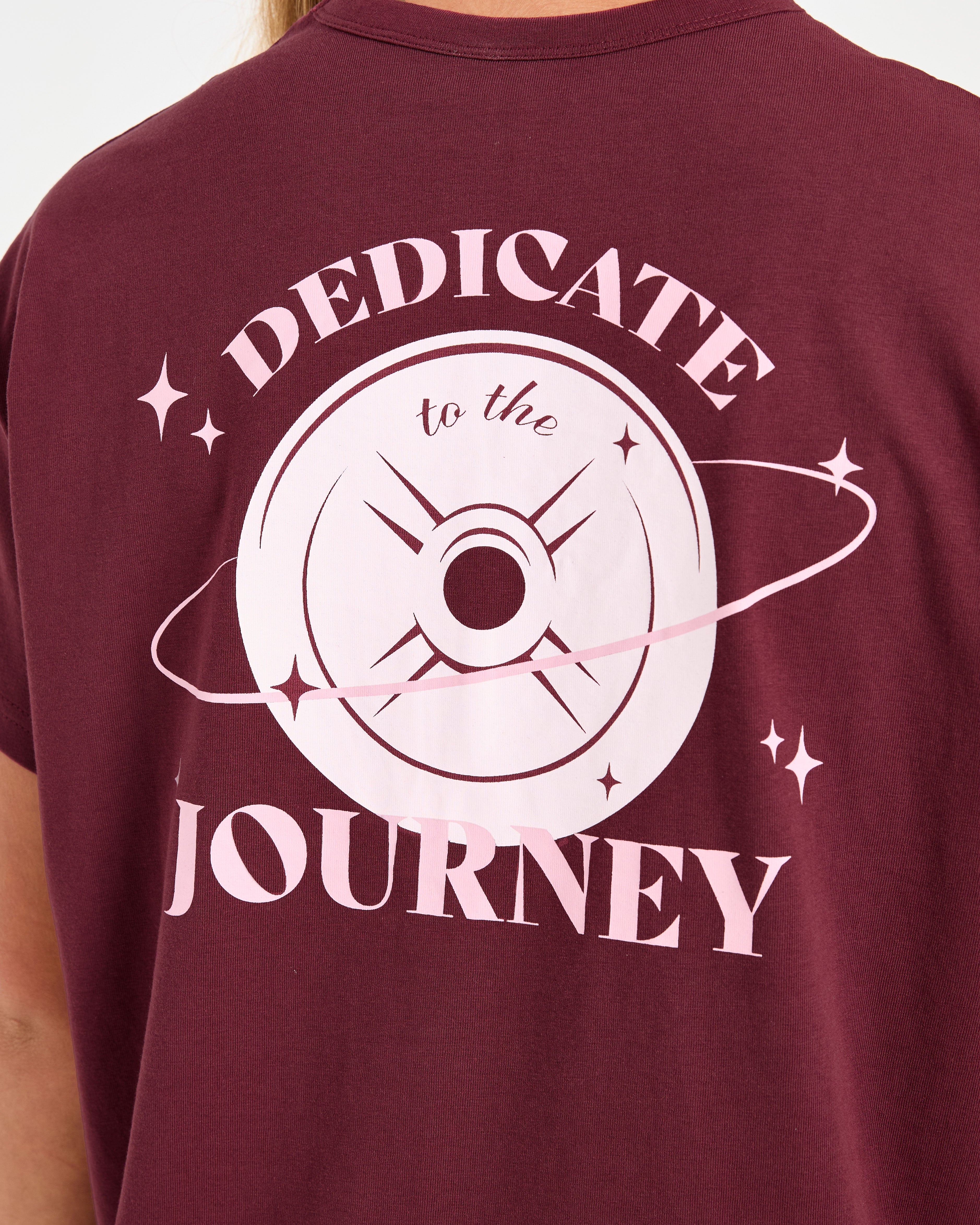 Dedicate To The Journey Oversized T Shirt - Burgunderrot