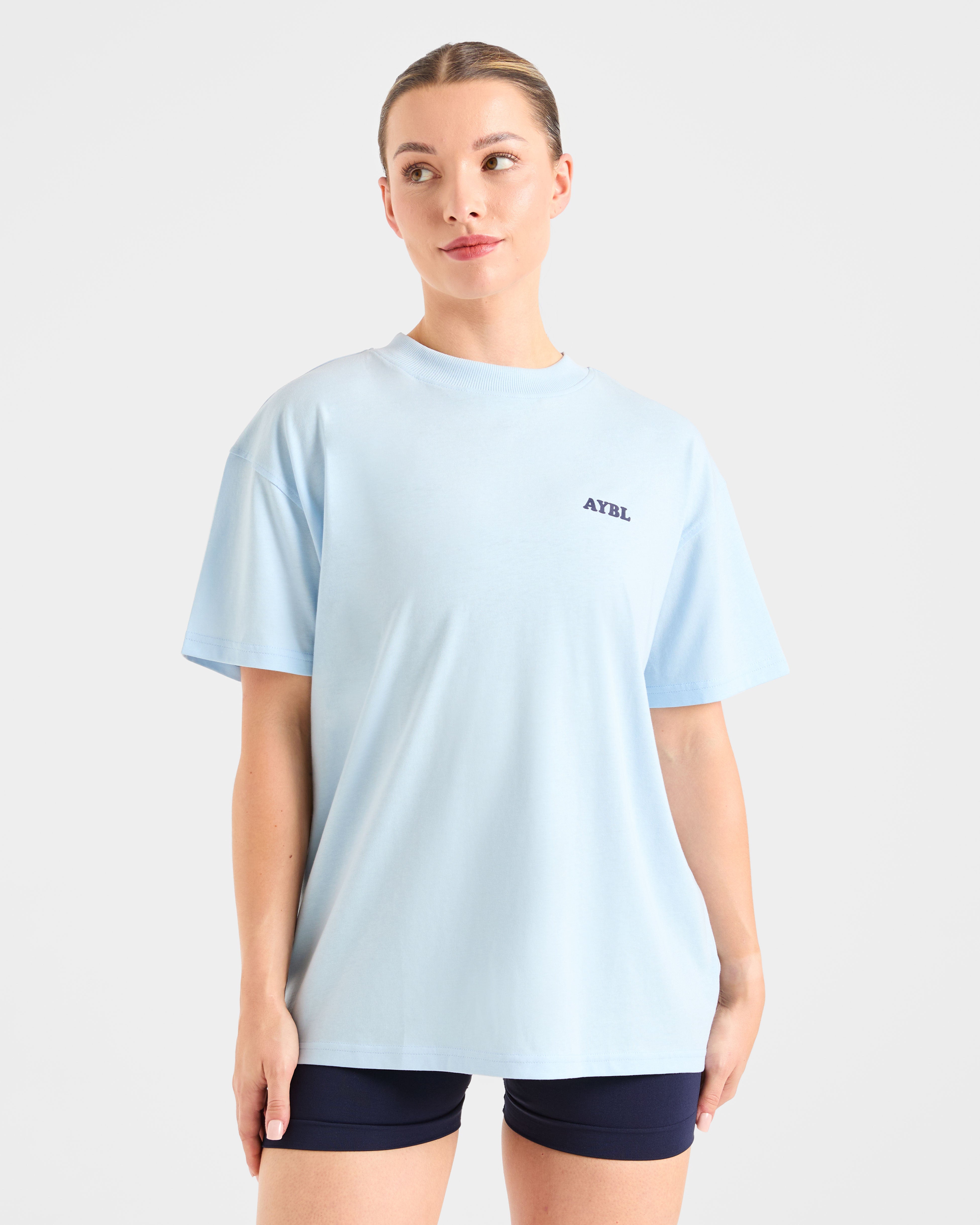 Sports Club Wavy Oversized T Shirt - Blau/Navy