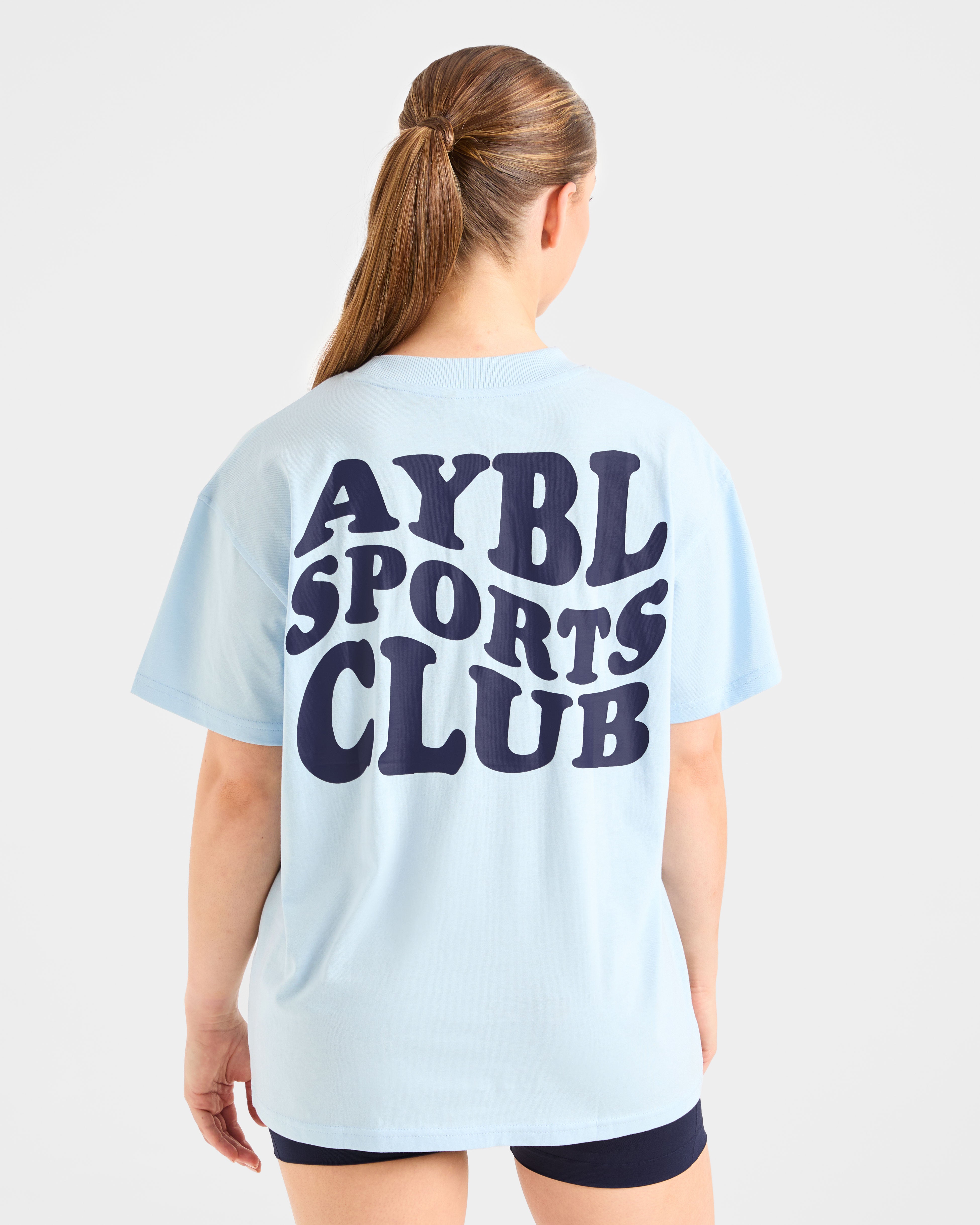 Sports Club Wavy Oversized T Shirt - Blau/Navy