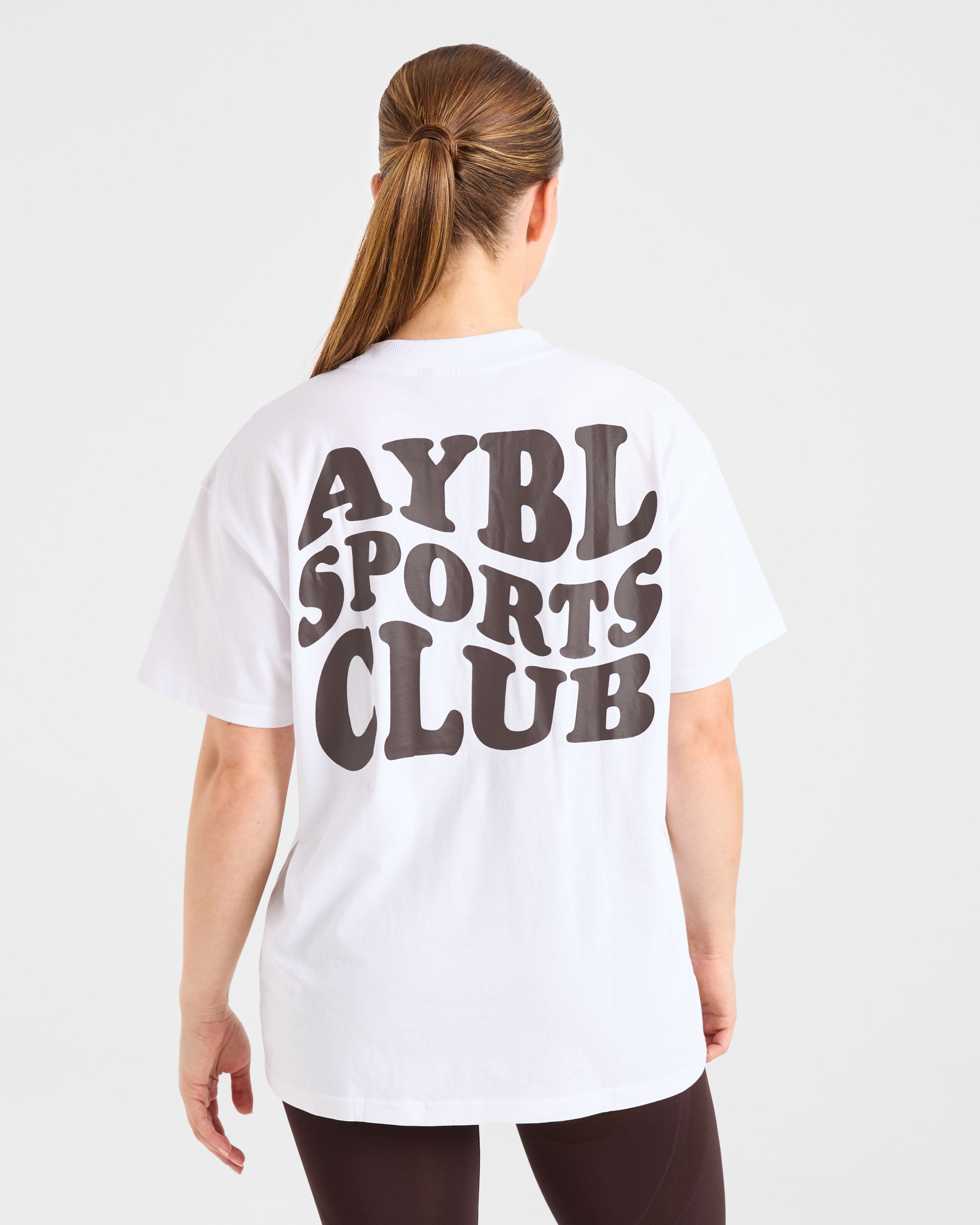 Sports Club Wavy Oversized T Shirt - Weiß/Cocoa Brown