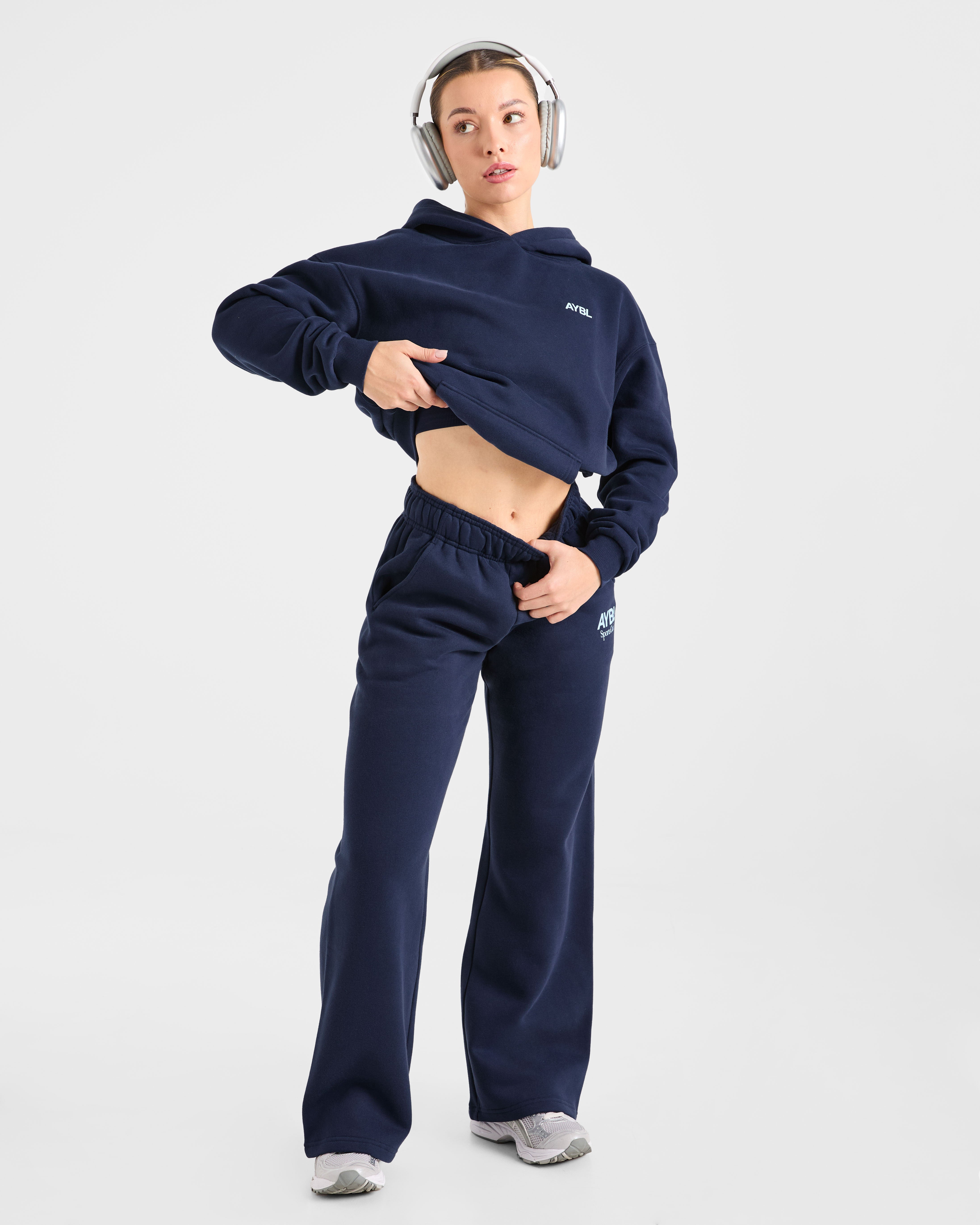 AYBL Sports Club Oversized Straight Leg Joggers - Navy/Blau