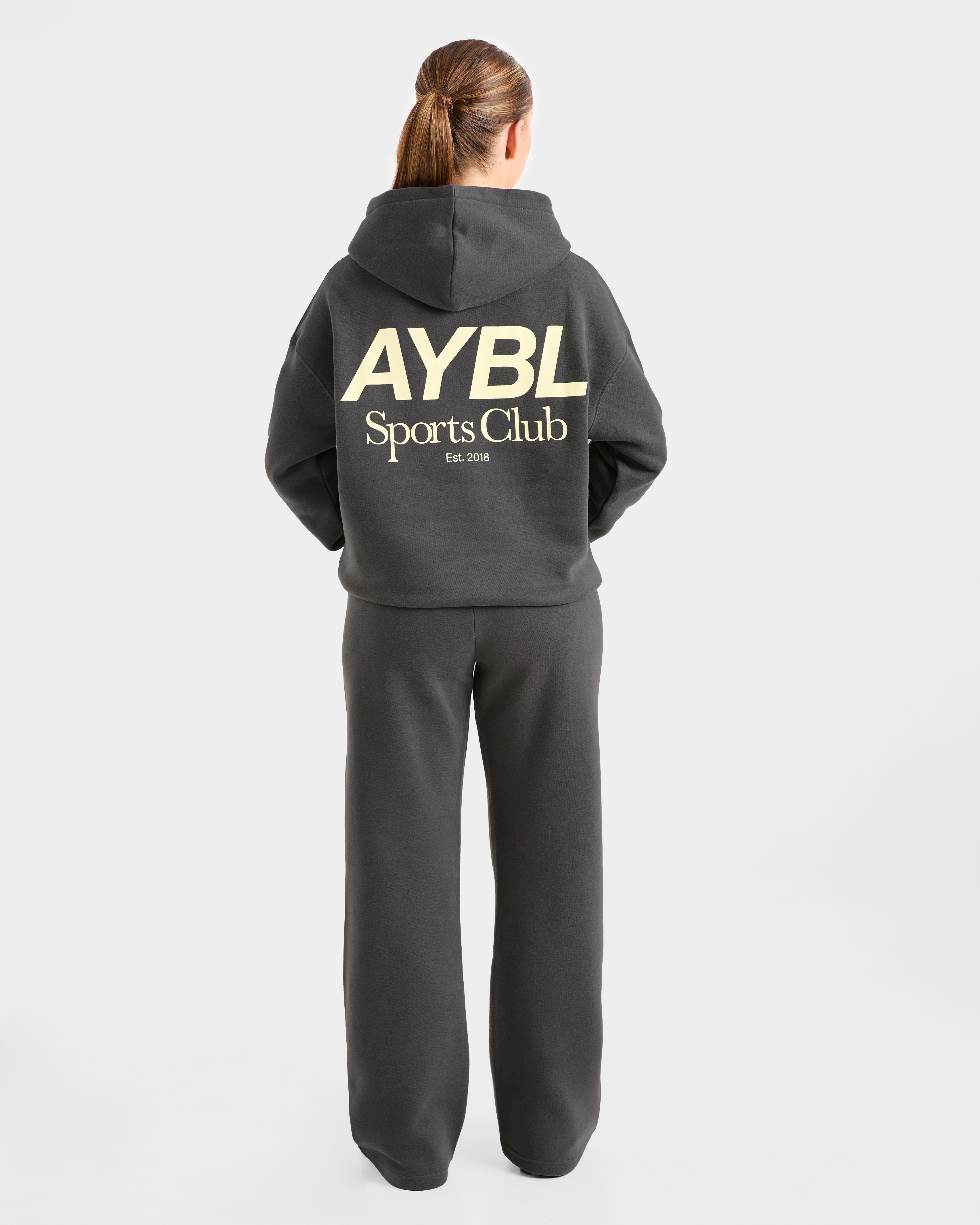 AYBL Sports Club Oversized Straight Leg Joggers - Charcoal/Gelb
