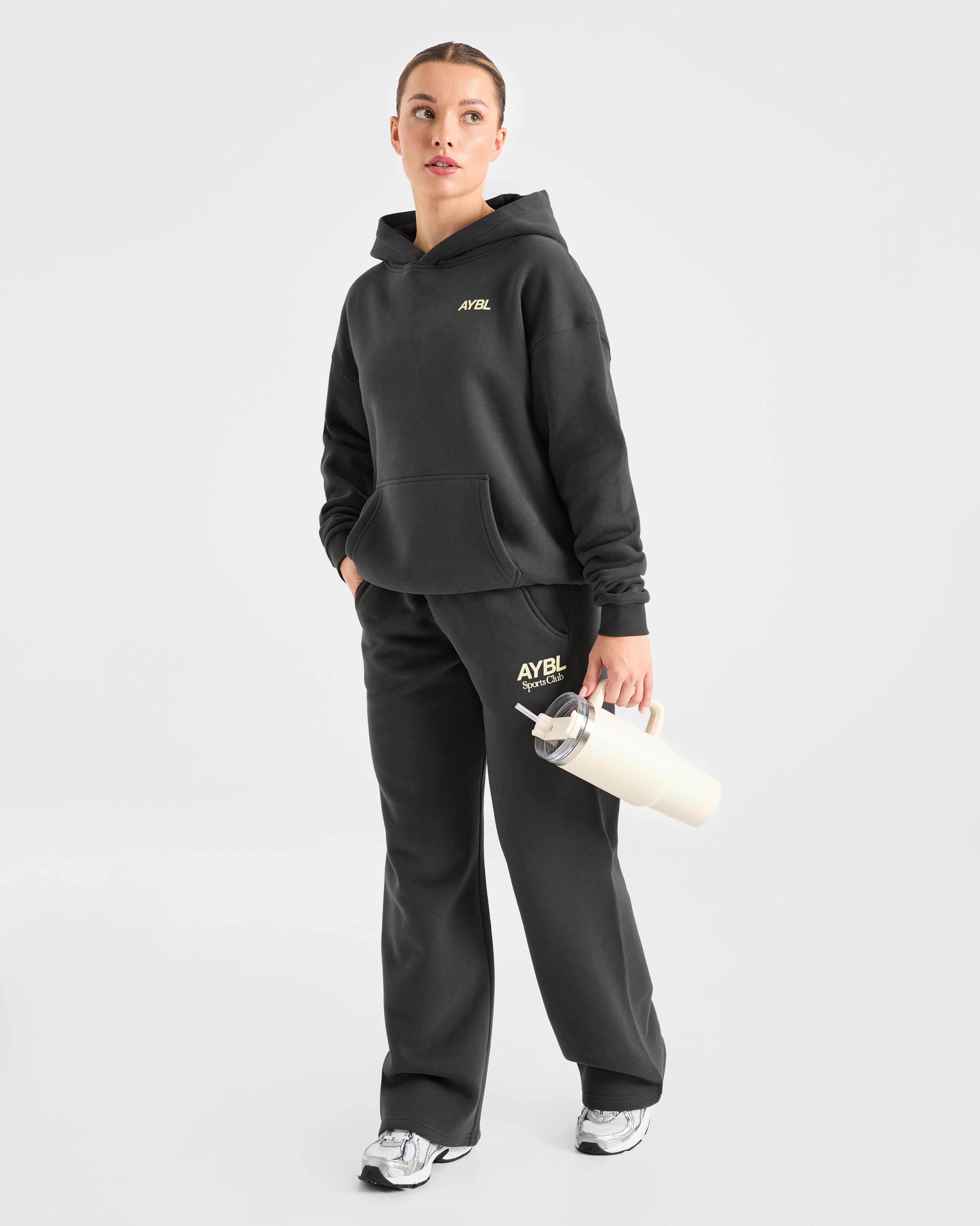 AYBL Sports Club Oversized Hoodie - Charcoal/Gelb