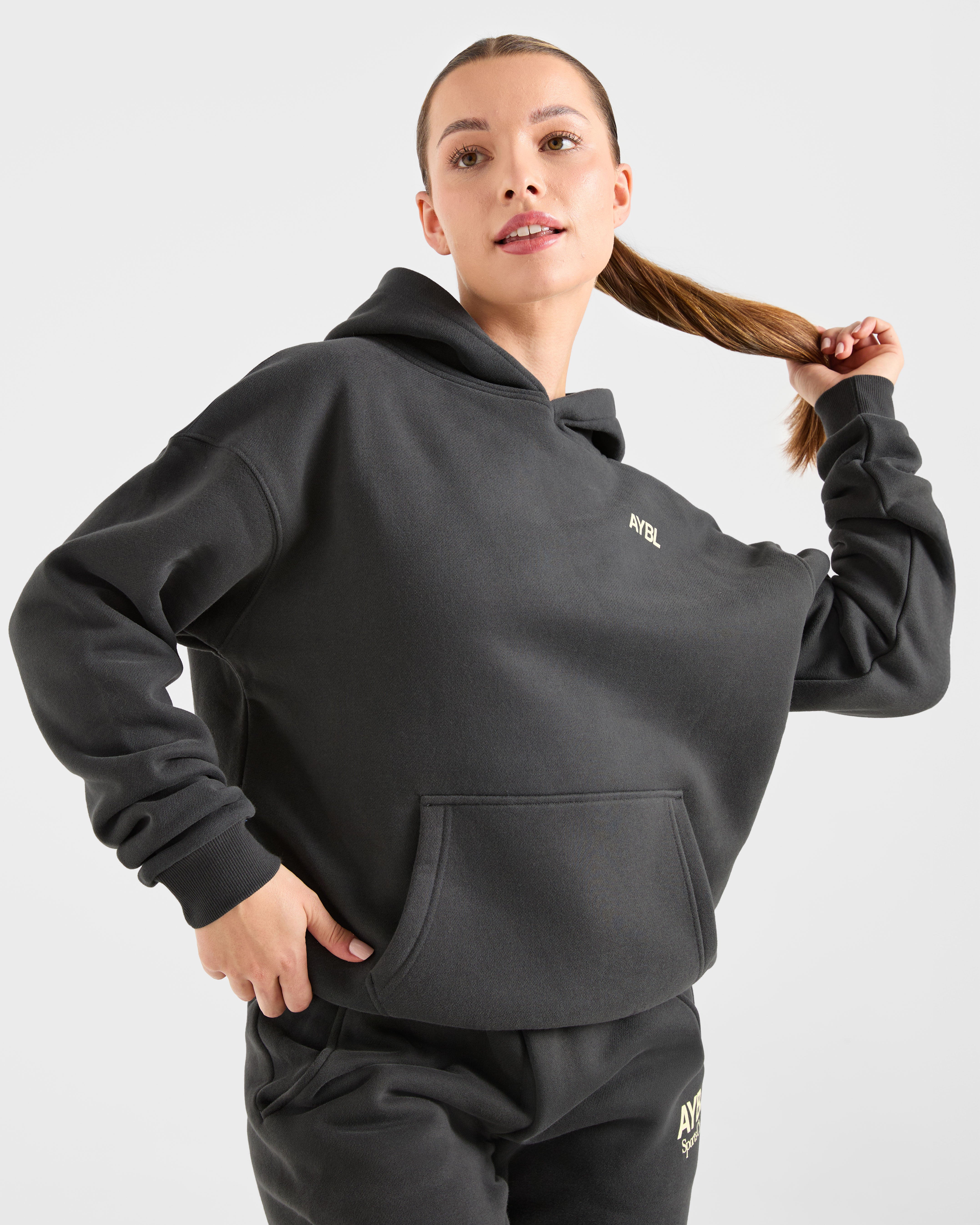 AYBL Sports Club Oversized Hoodie - Charcoal/Gelb