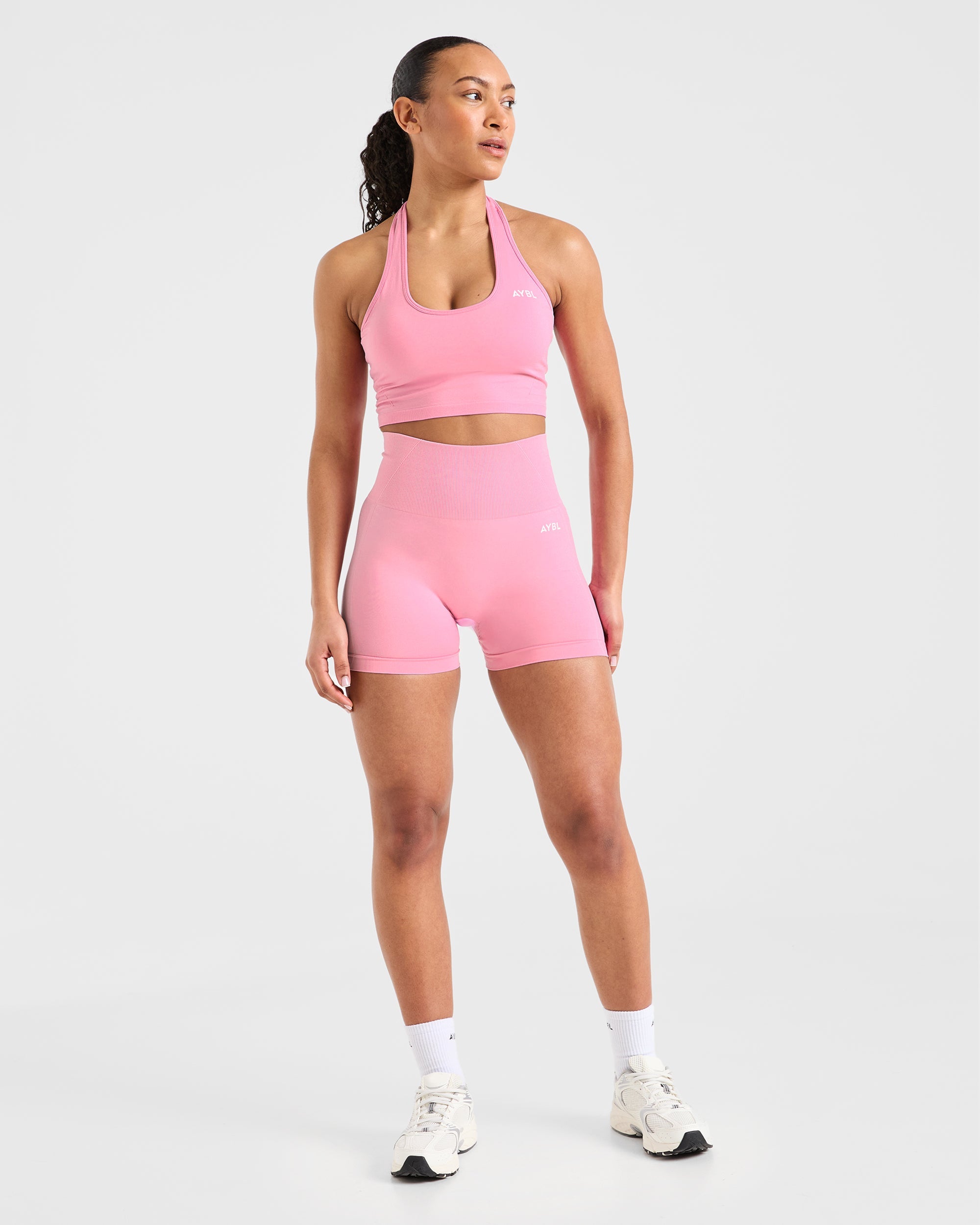 Empower Seamless Halterneck Crop Top - Baby Rosa