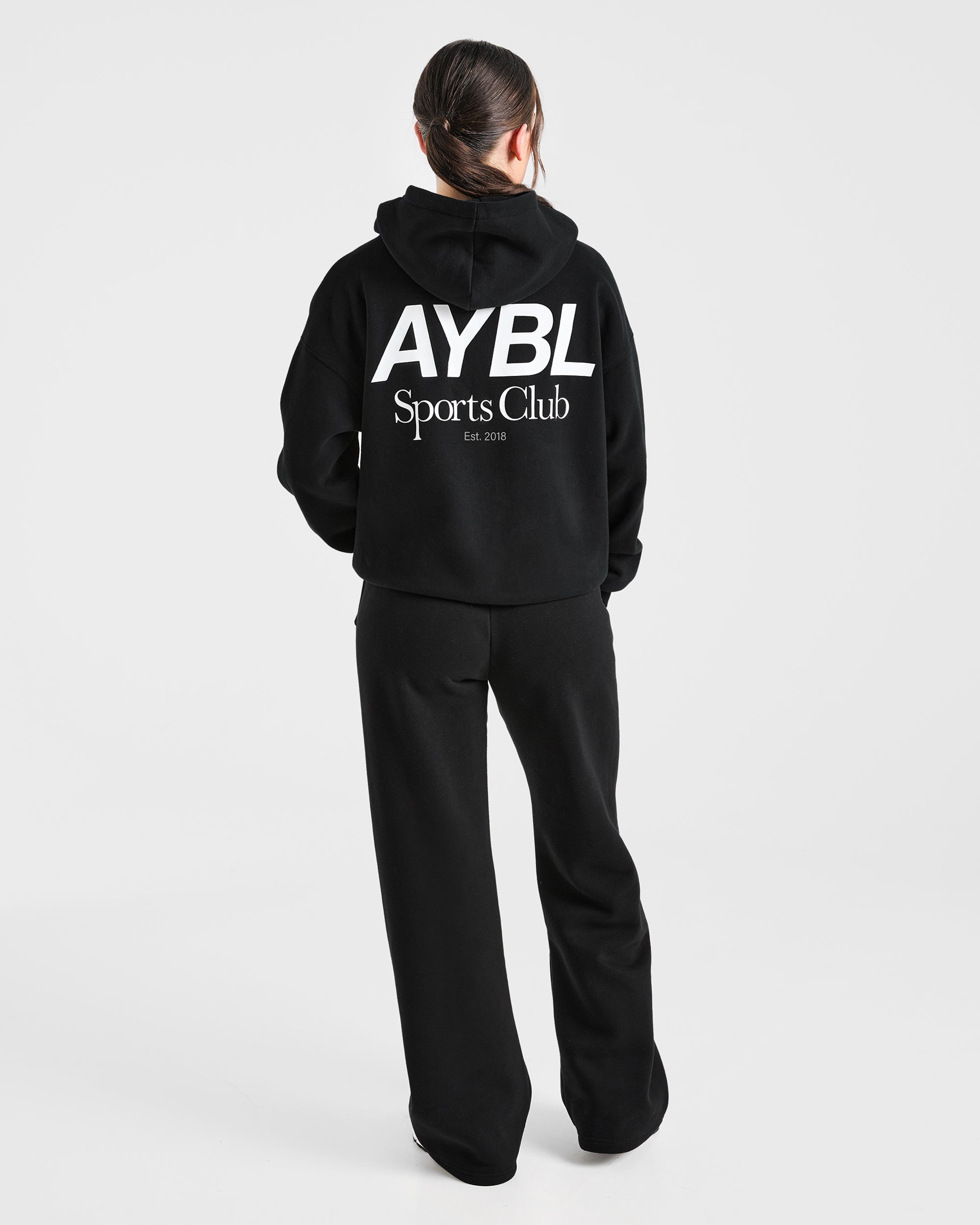 AYBL Sports Club Oversized Straight Leg Joggers - Schwarz/Weiß