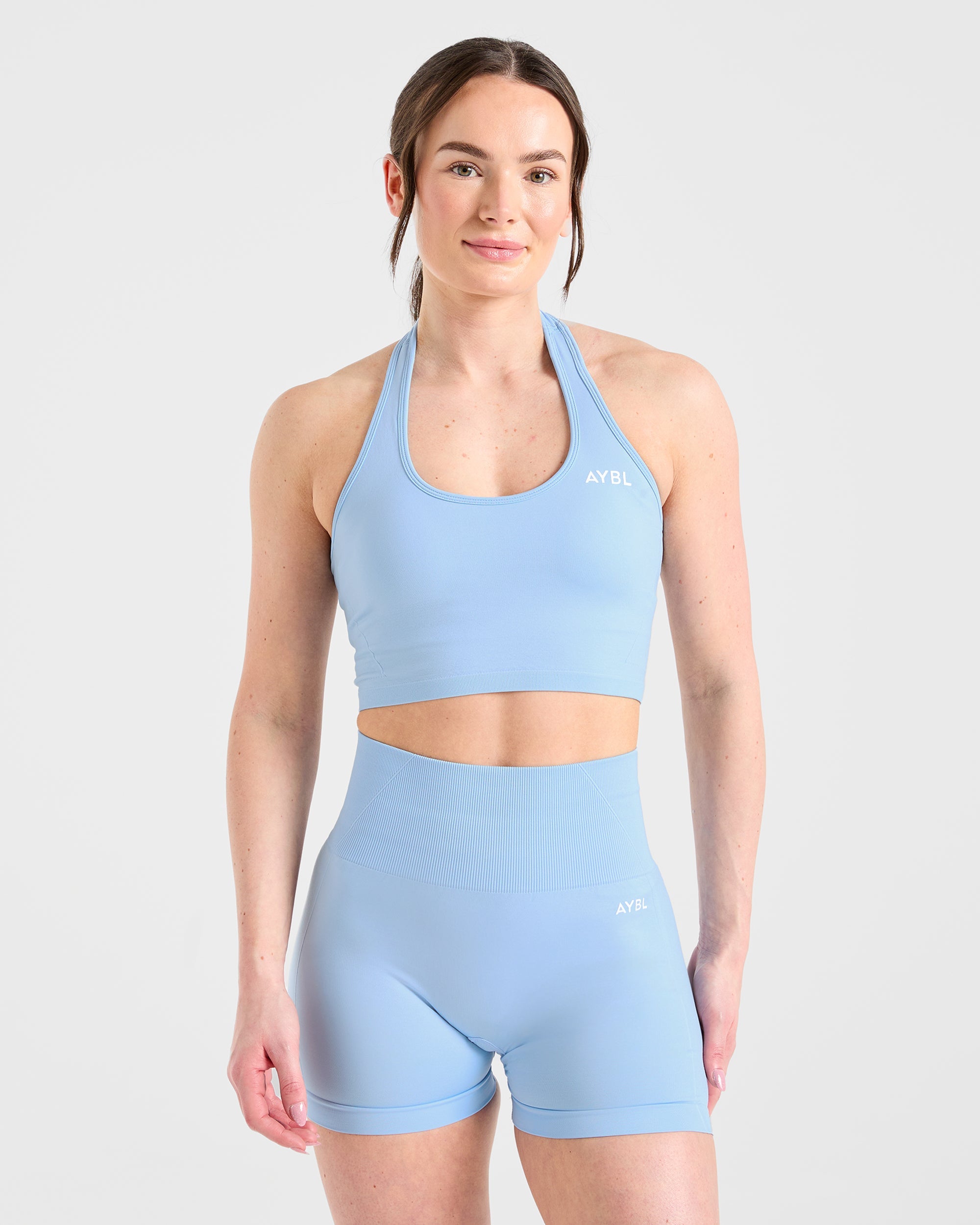 Empower Seamless Halterneck Crop Top - Sky Blau