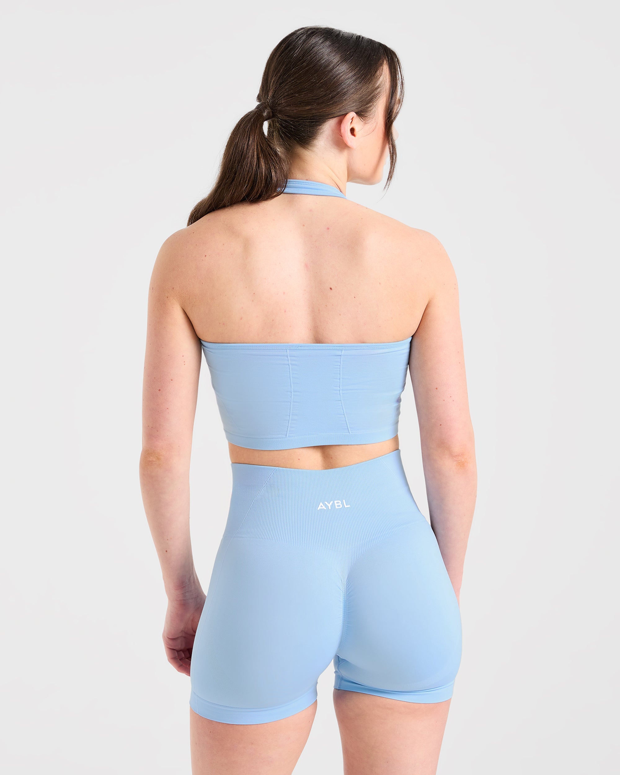 Empower Seamless Halterneck Crop Top - Sky Blau