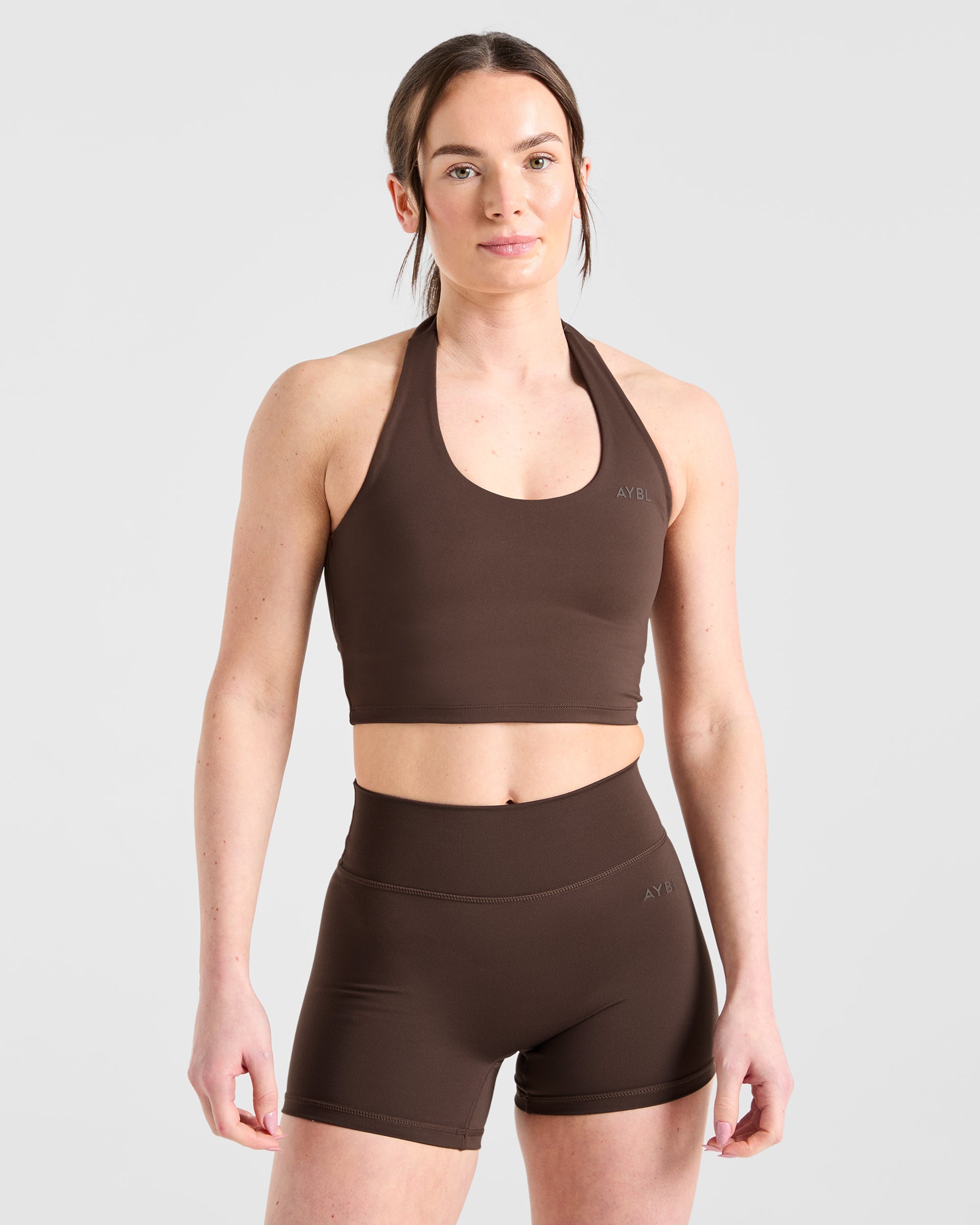 Staple Halterneck Crop Top - Braun