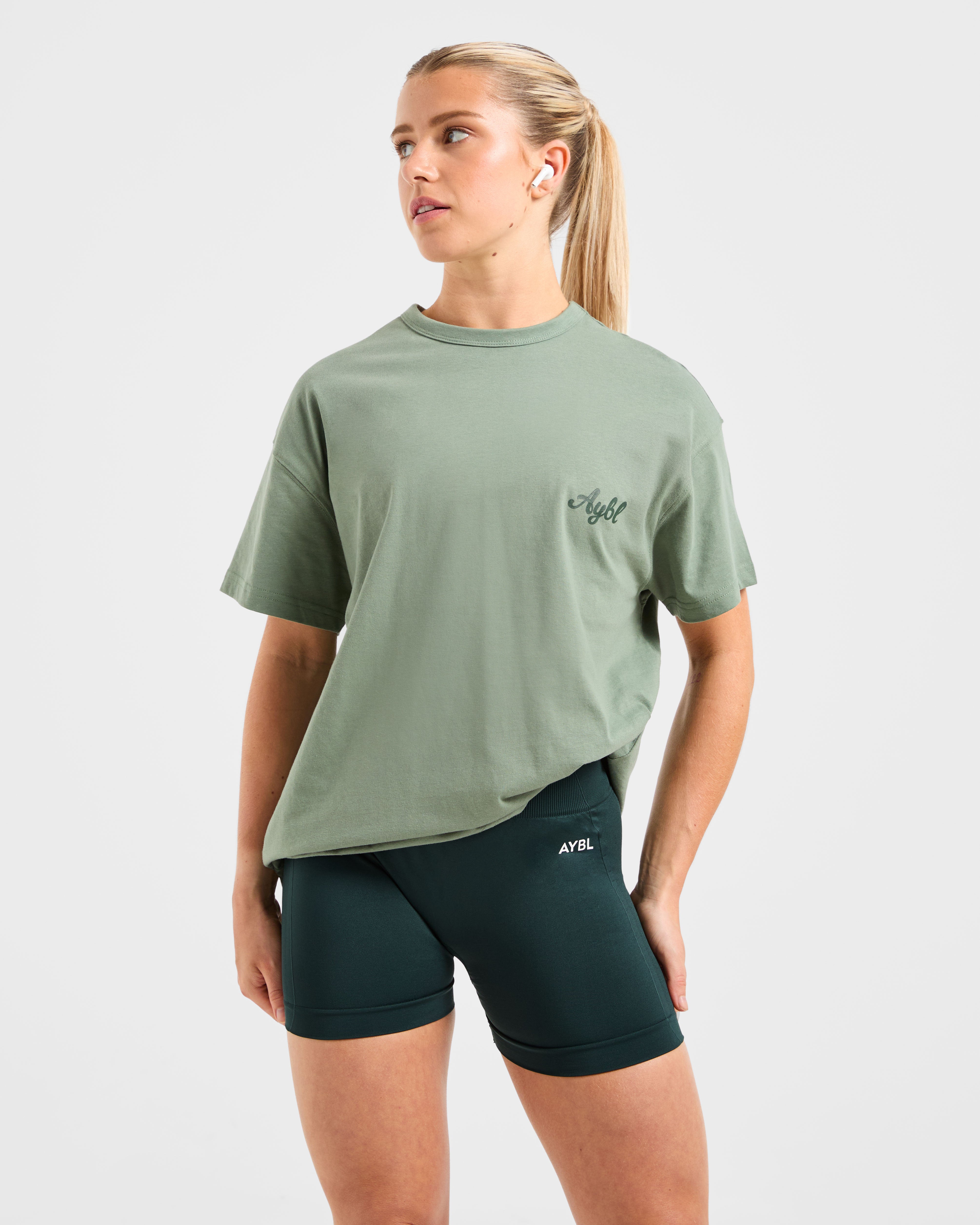 Body Achieve Mind Believe Oversized T Shirt - Grün