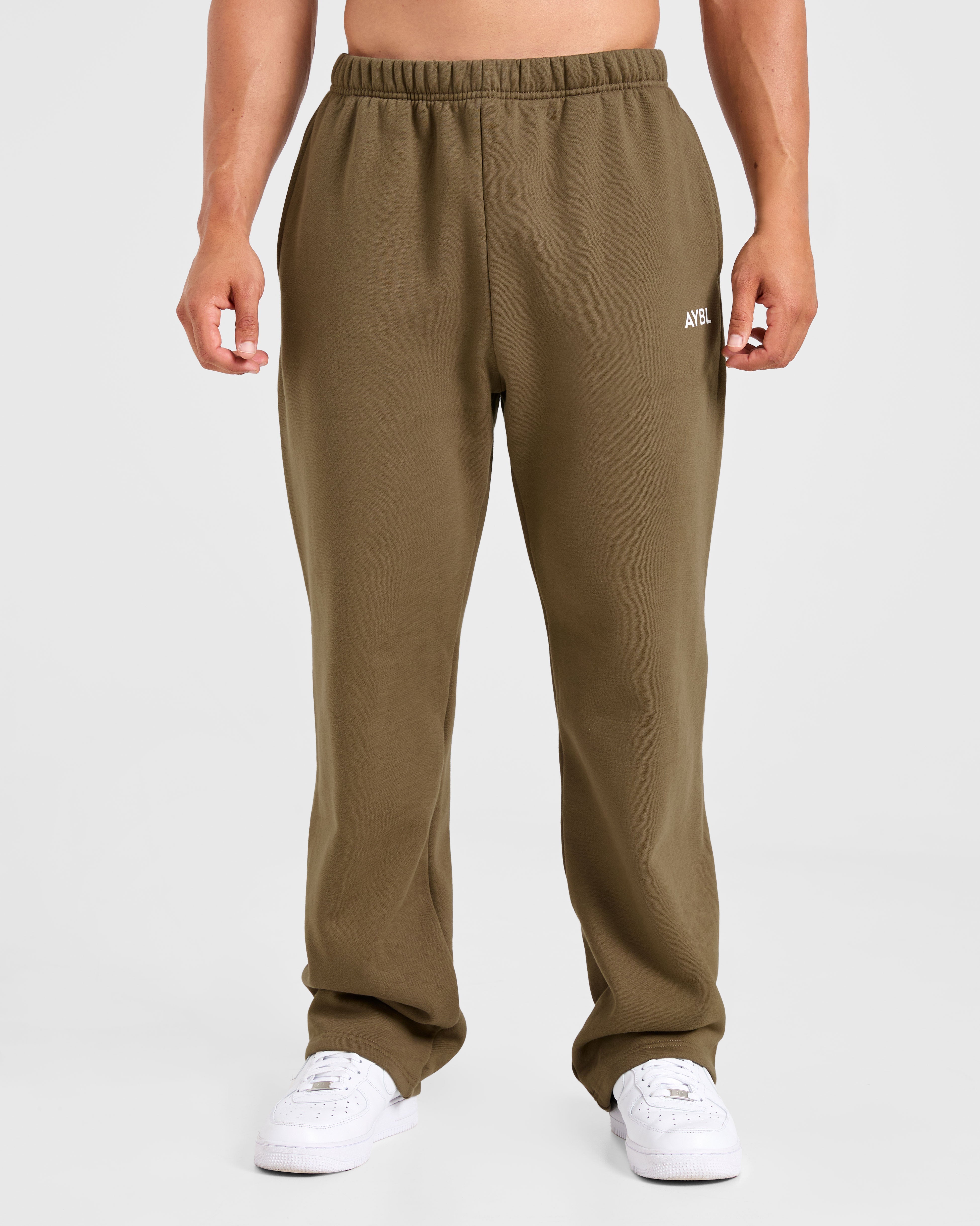 Essential Oversized Straight Leg Joggers- Olive Grün