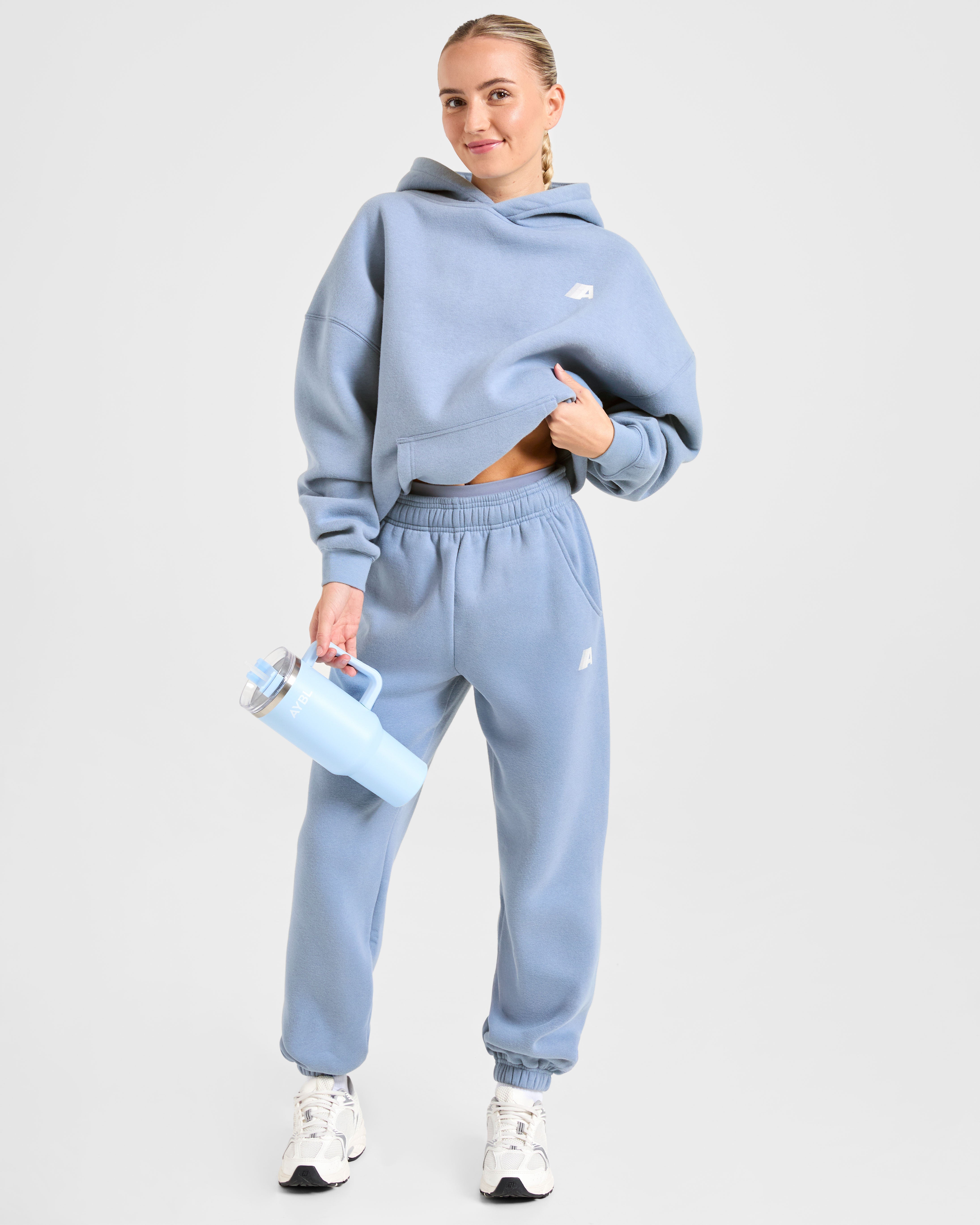 Retro Athletics Oversized Joggers - Vintage Blau