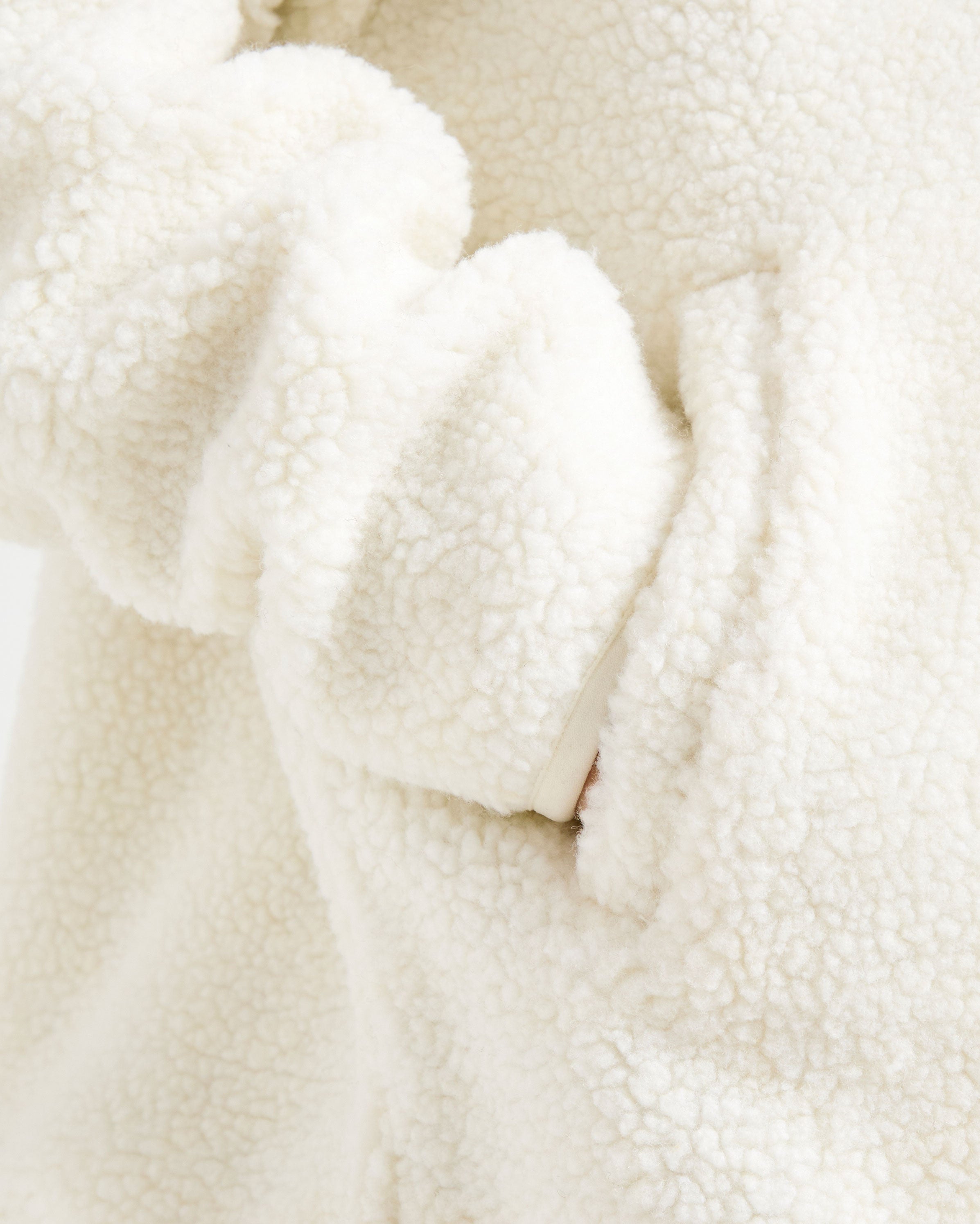 Oversized Zip Up Fleece Jacket - Creme