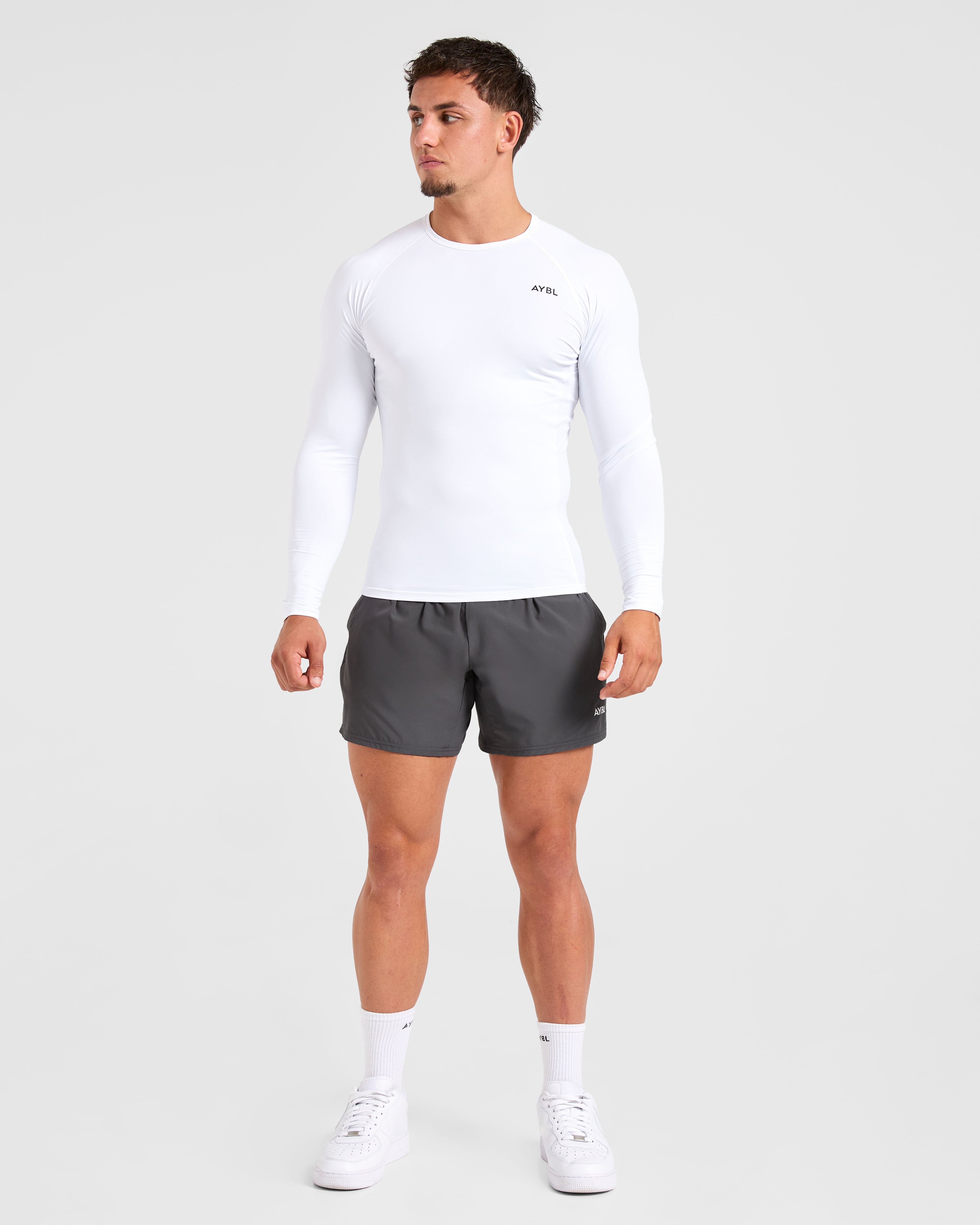 Compression Long Sleeve T Shirt - Weiß
