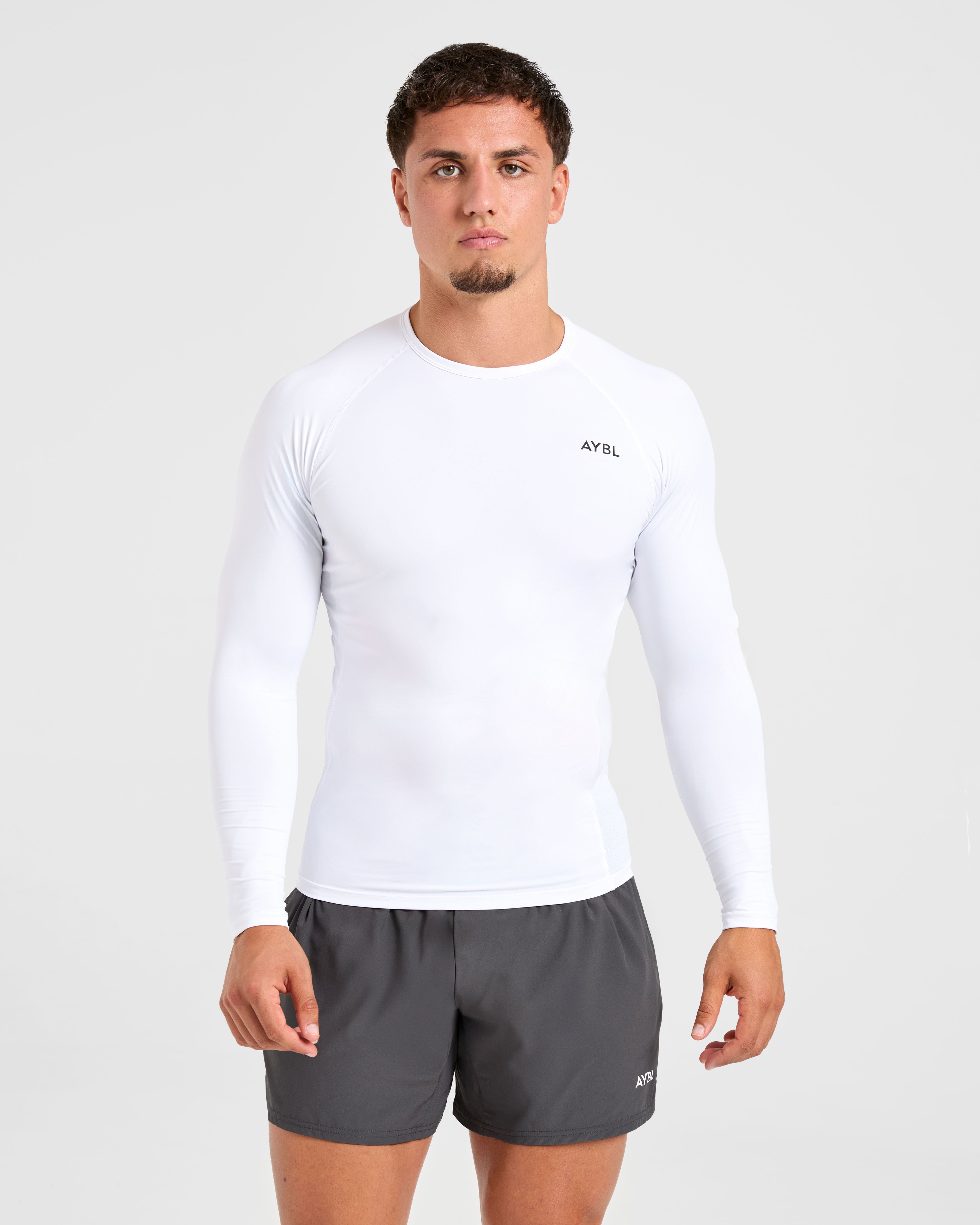 Compression Long Sleeve T Shirt - Weiß