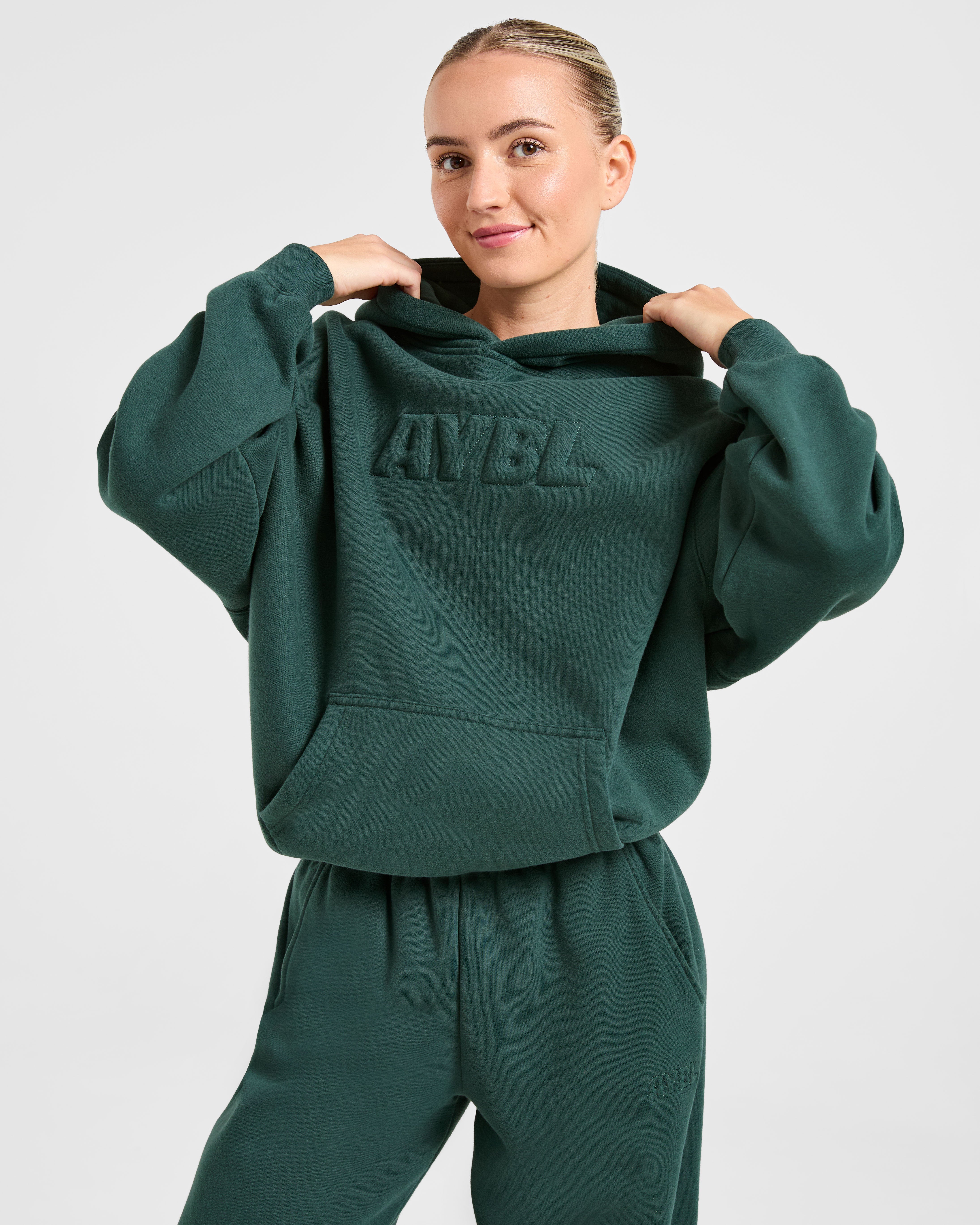 Classic Plush Oversized Hoodie - Pine Grün