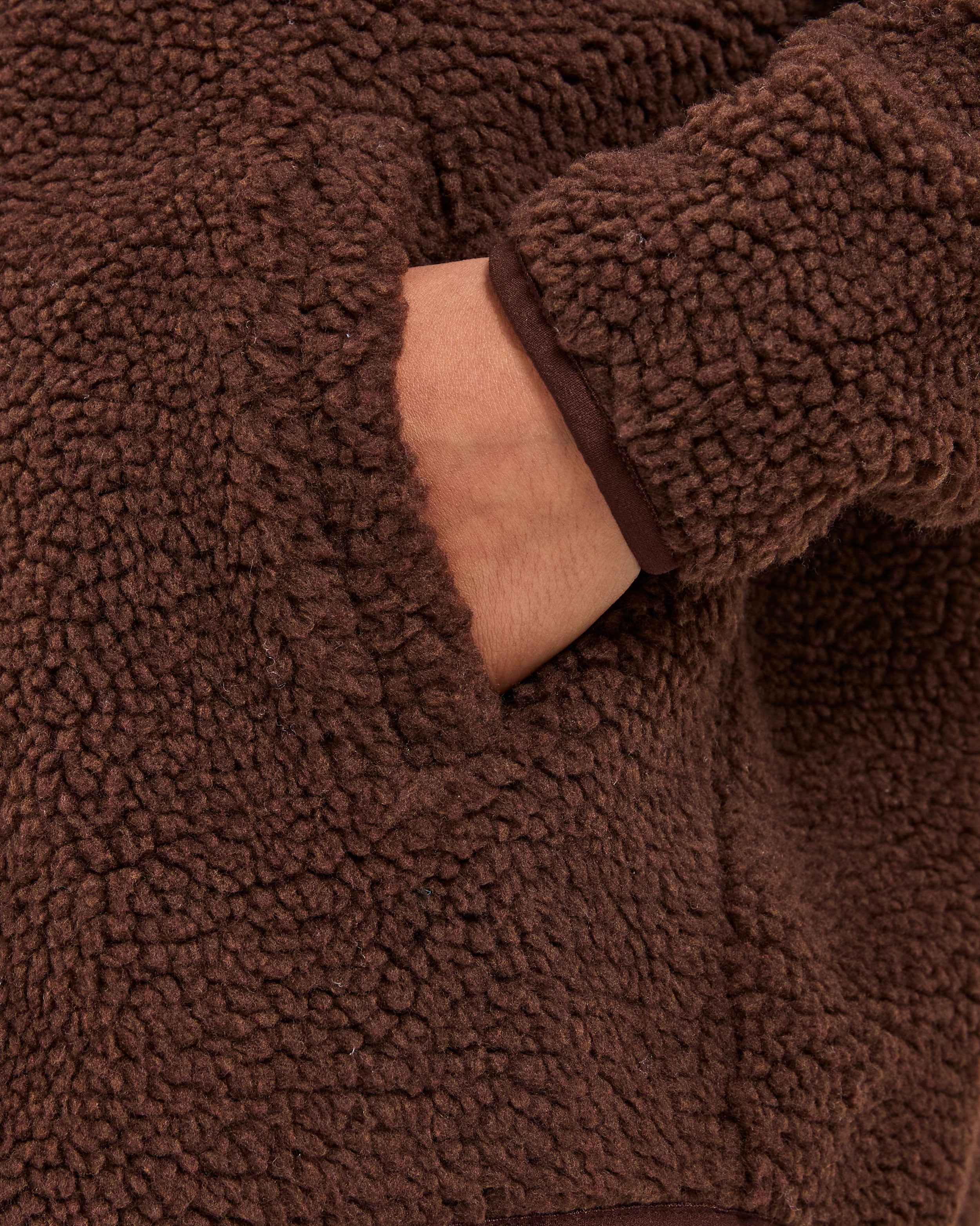 Oversized Zip Up Fleece Jacket - Braun