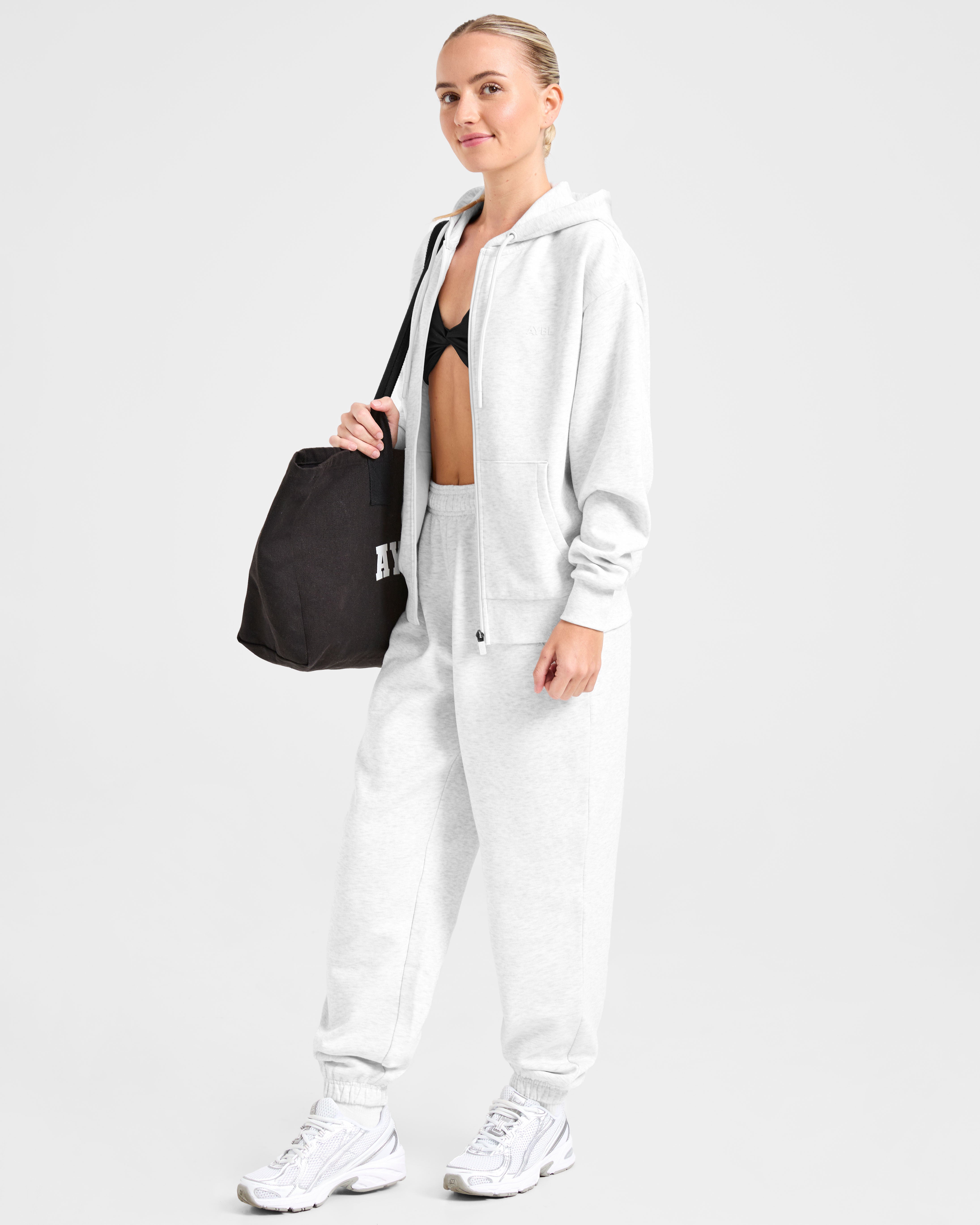 Lifestyle Oversized Zip Up Hoodie - Heather Grau