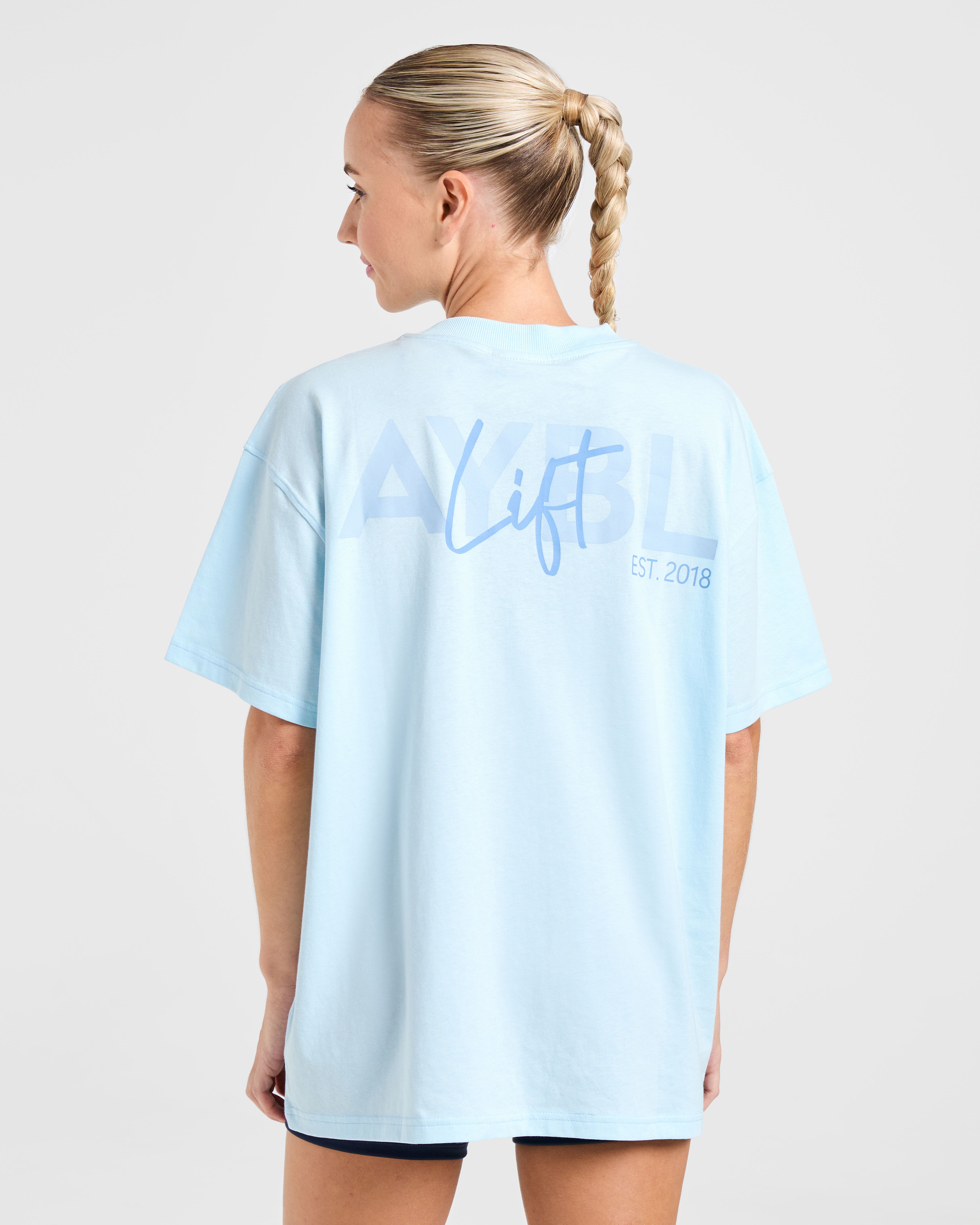 Lift Graphic Oversized T Shirt - Baby Blau