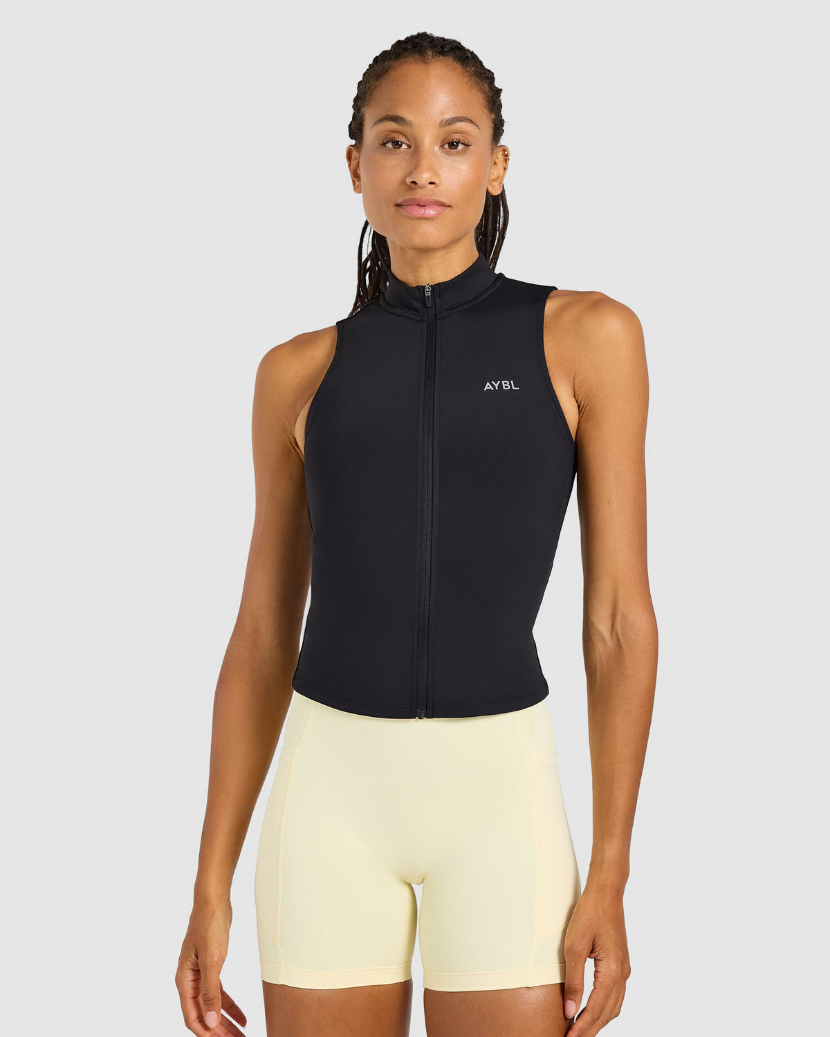 Run Sleeveless Zip Up Jacket - Schwarz