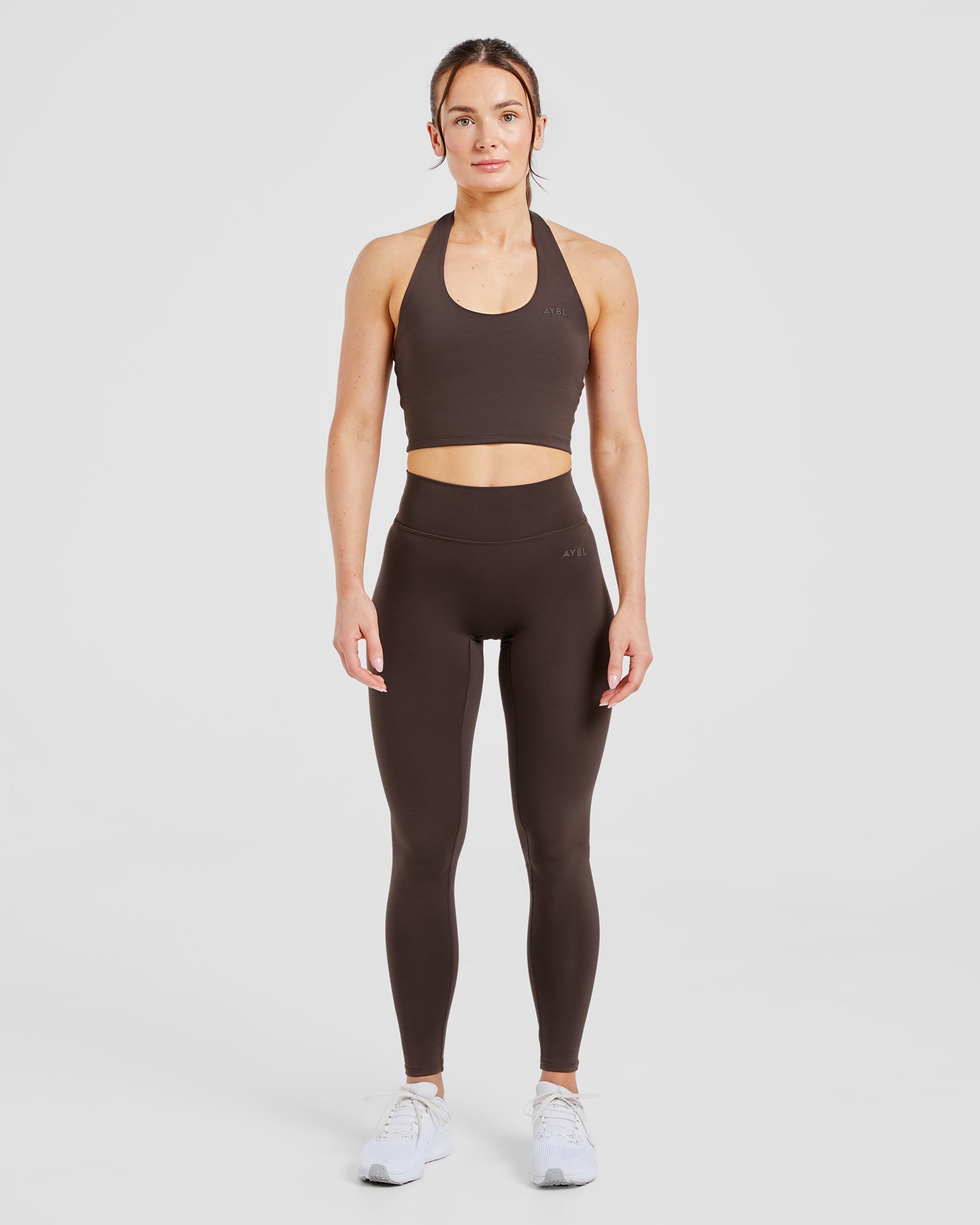 Staple Halterneck Crop Top -  Coffee Braun