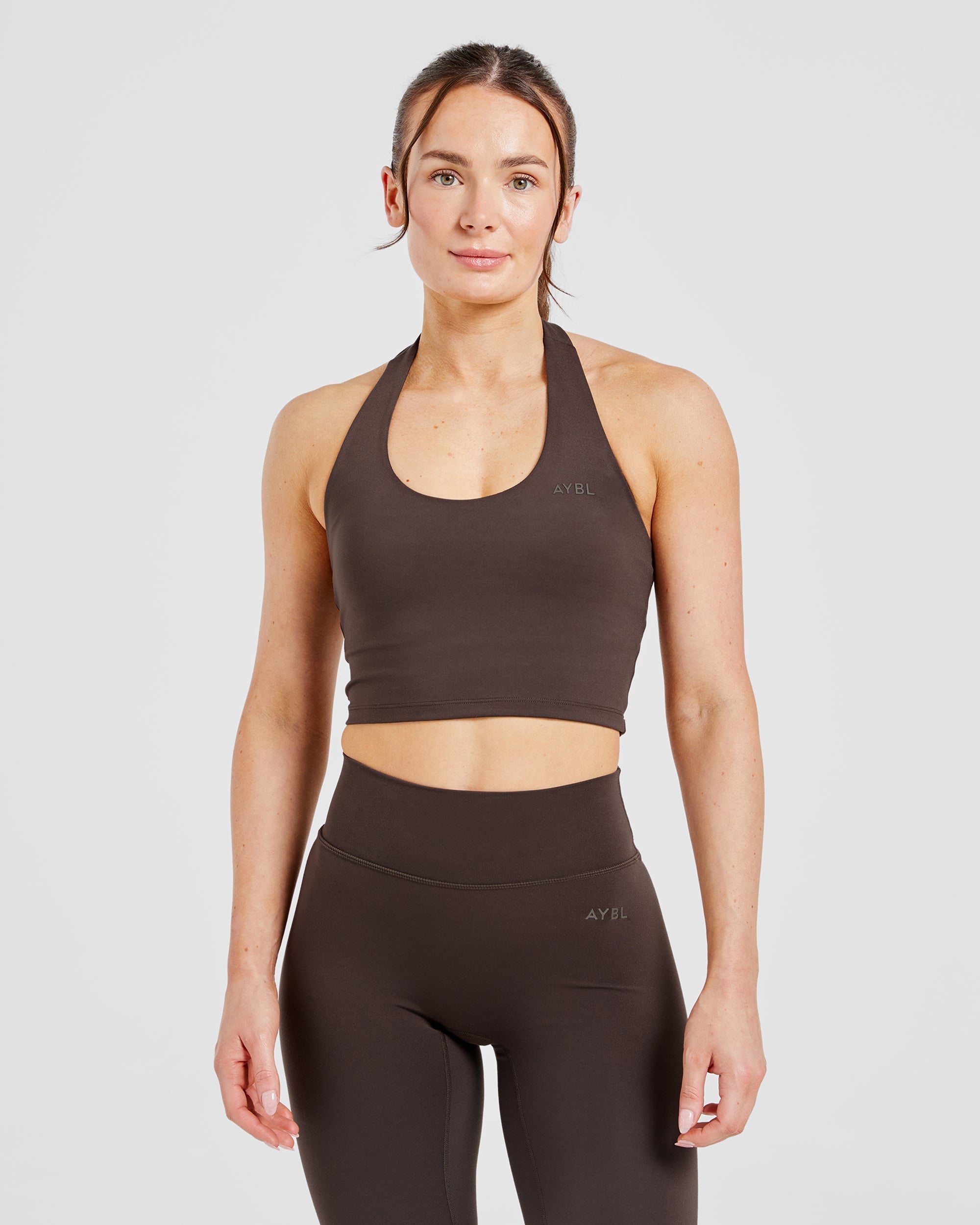 Staple Halterneck Crop Top -  Coffee Braun