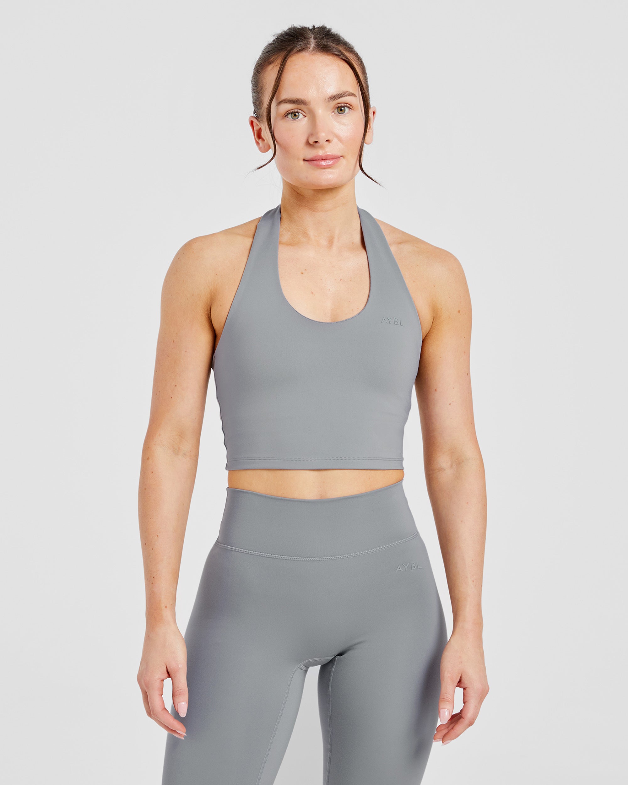 Staple Halterneck Crop Top -  Grau