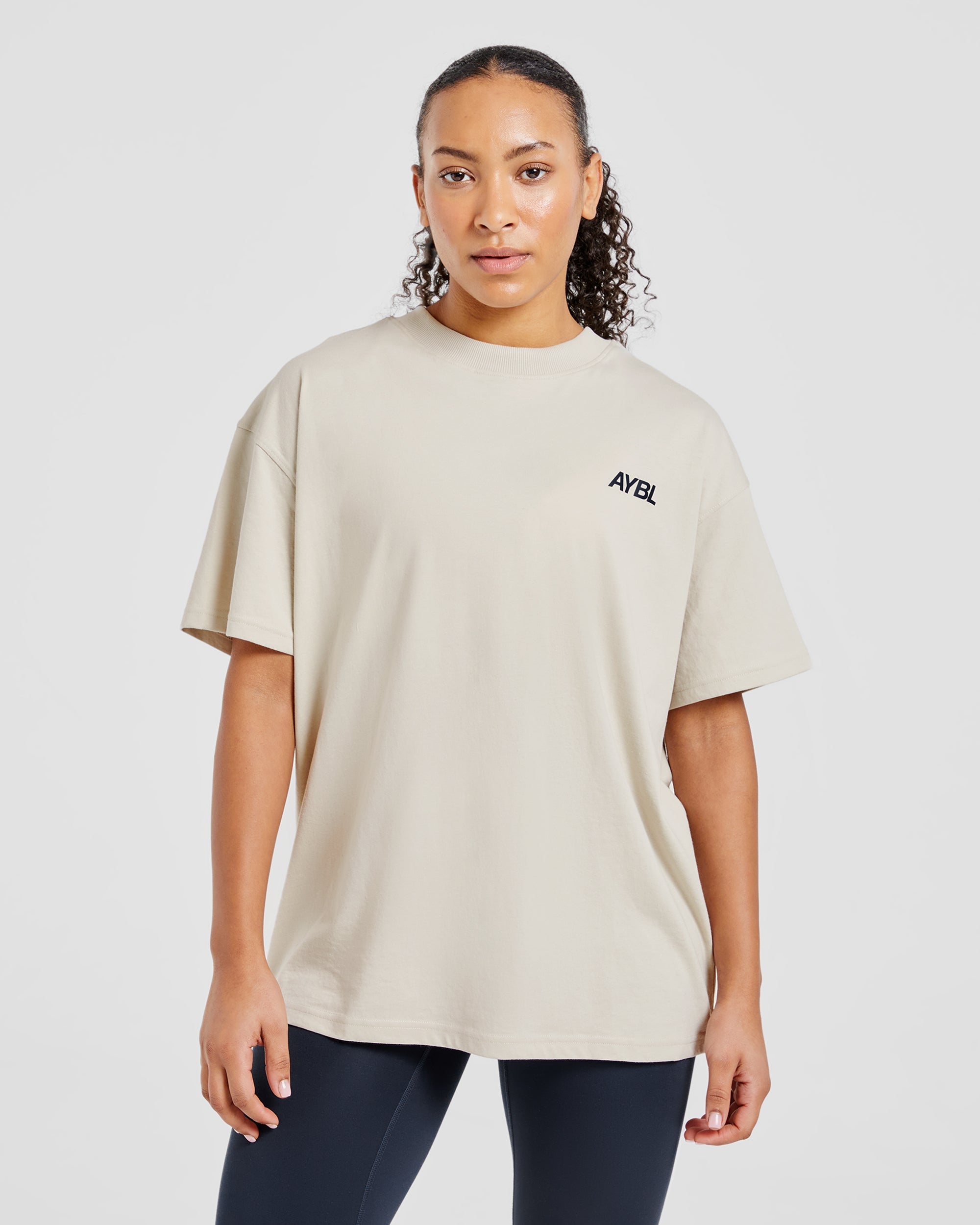 AYBL Sports Club Oversized T Shirt - Sand/Navy