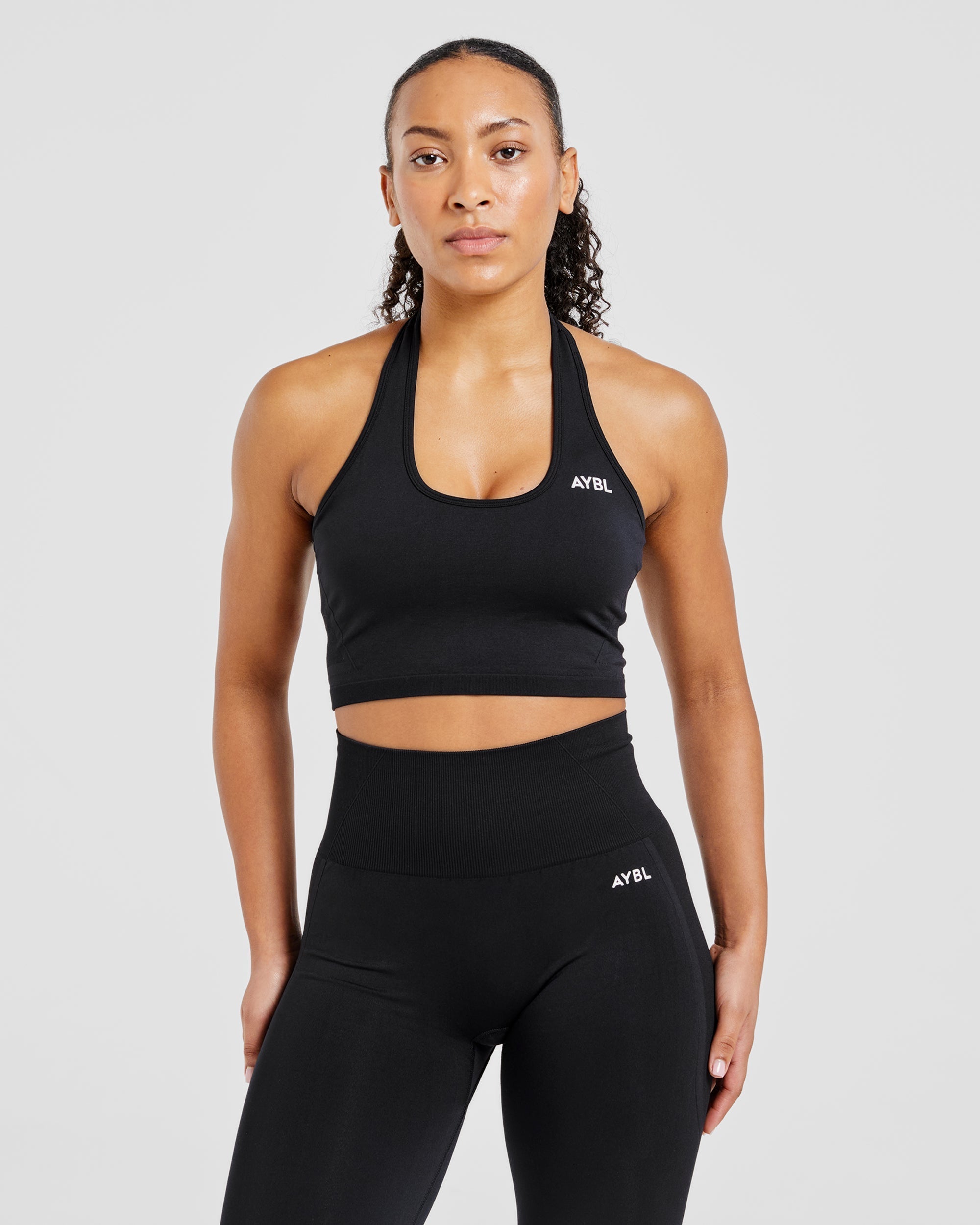 Empower Seamless Halterneck Crop Top - Schwarz