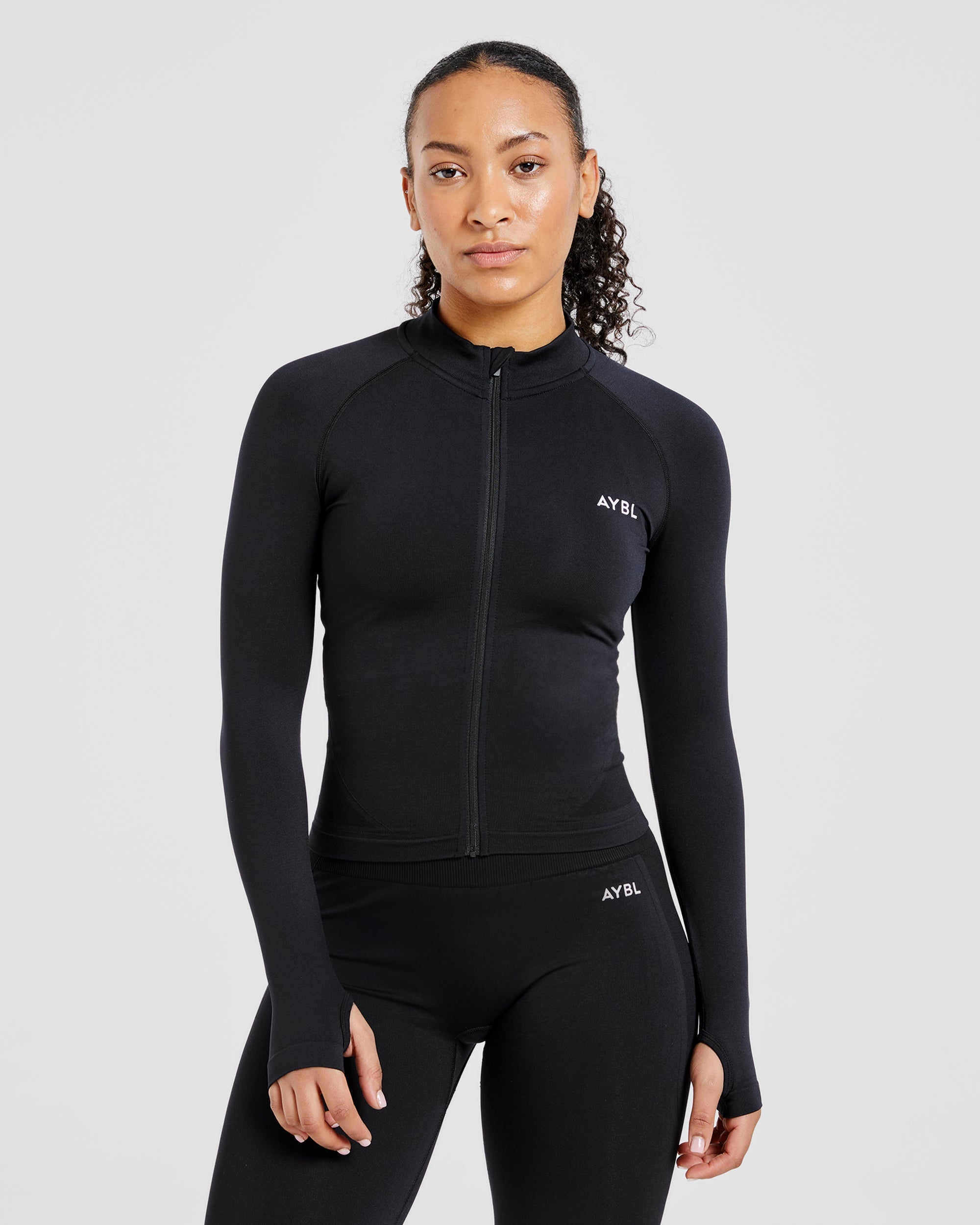 Empower Seamless Full Zip Jacket - Schwarz