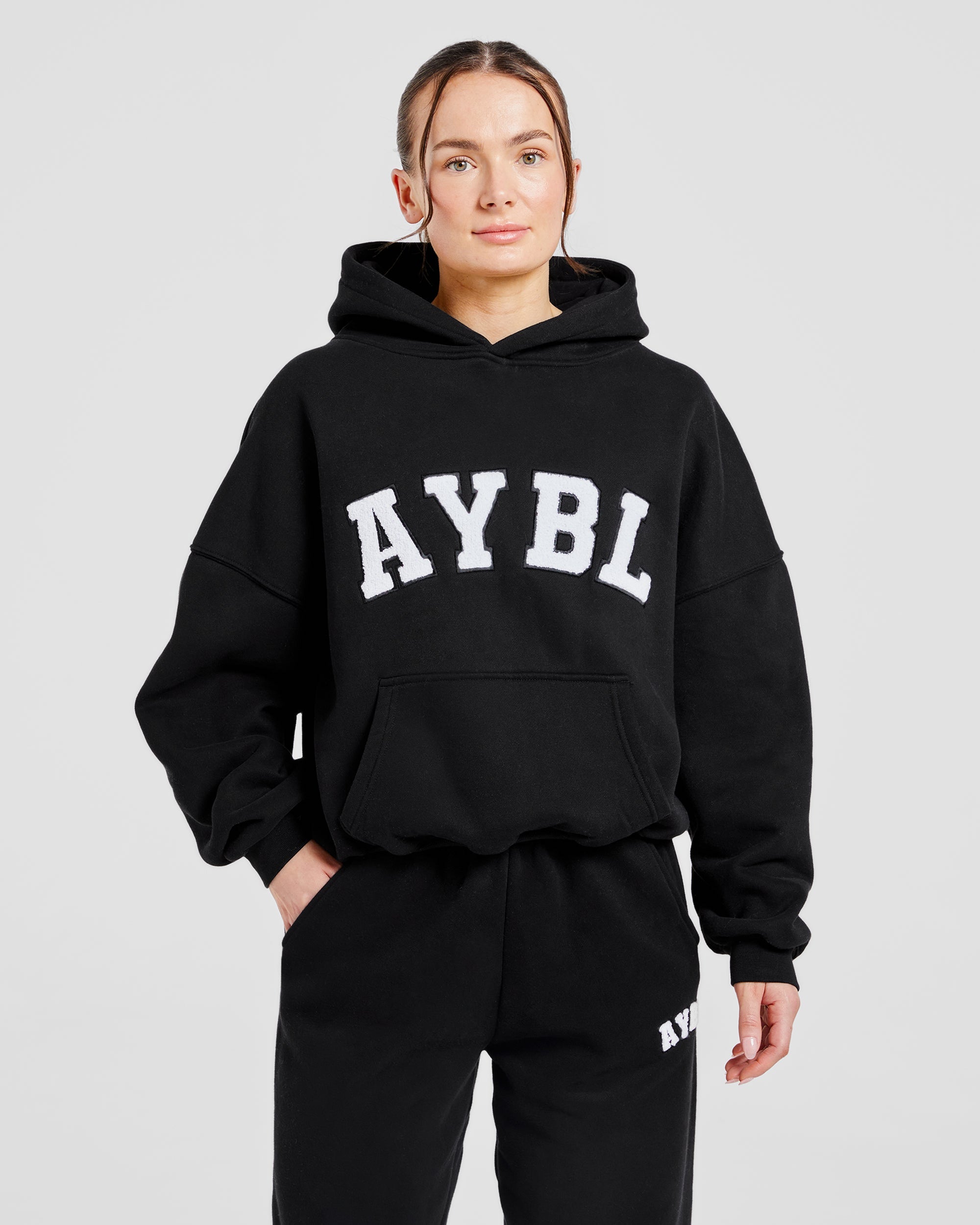 Varsity Oversized Hoodie - Schwarz