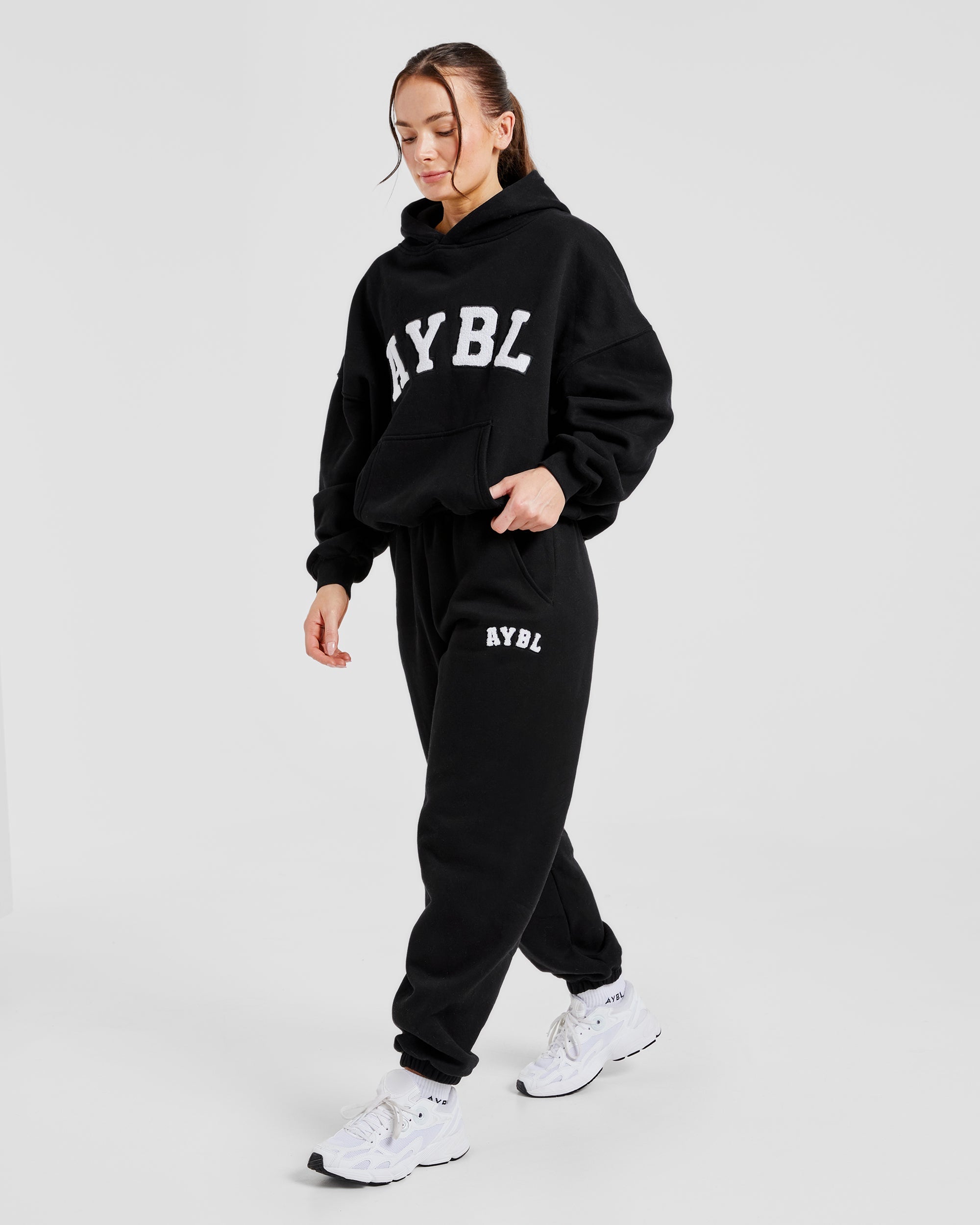 Varsity Oversized Hoodie - Schwarz