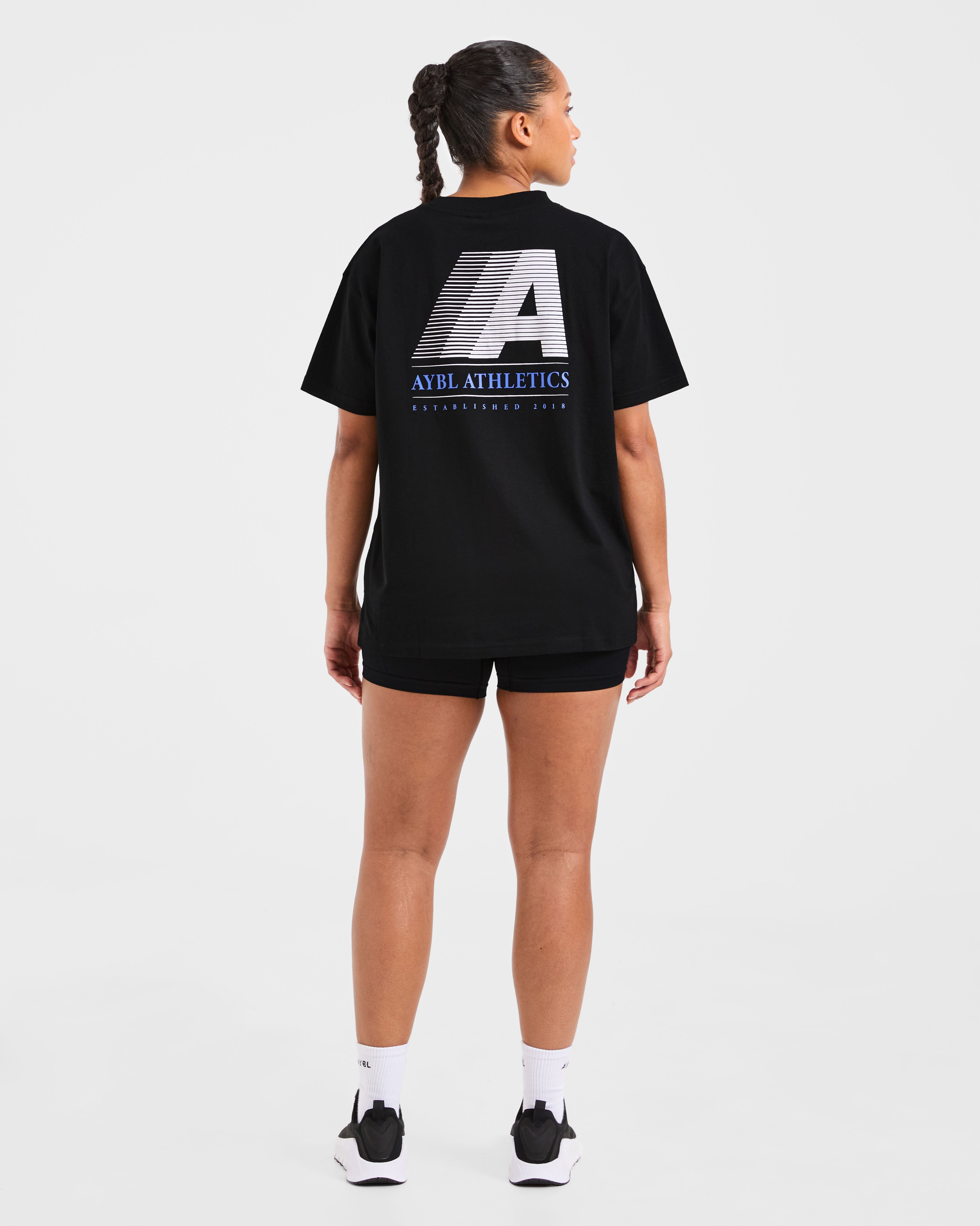 Retro Athletics Oversized T Shirt - Schwarz