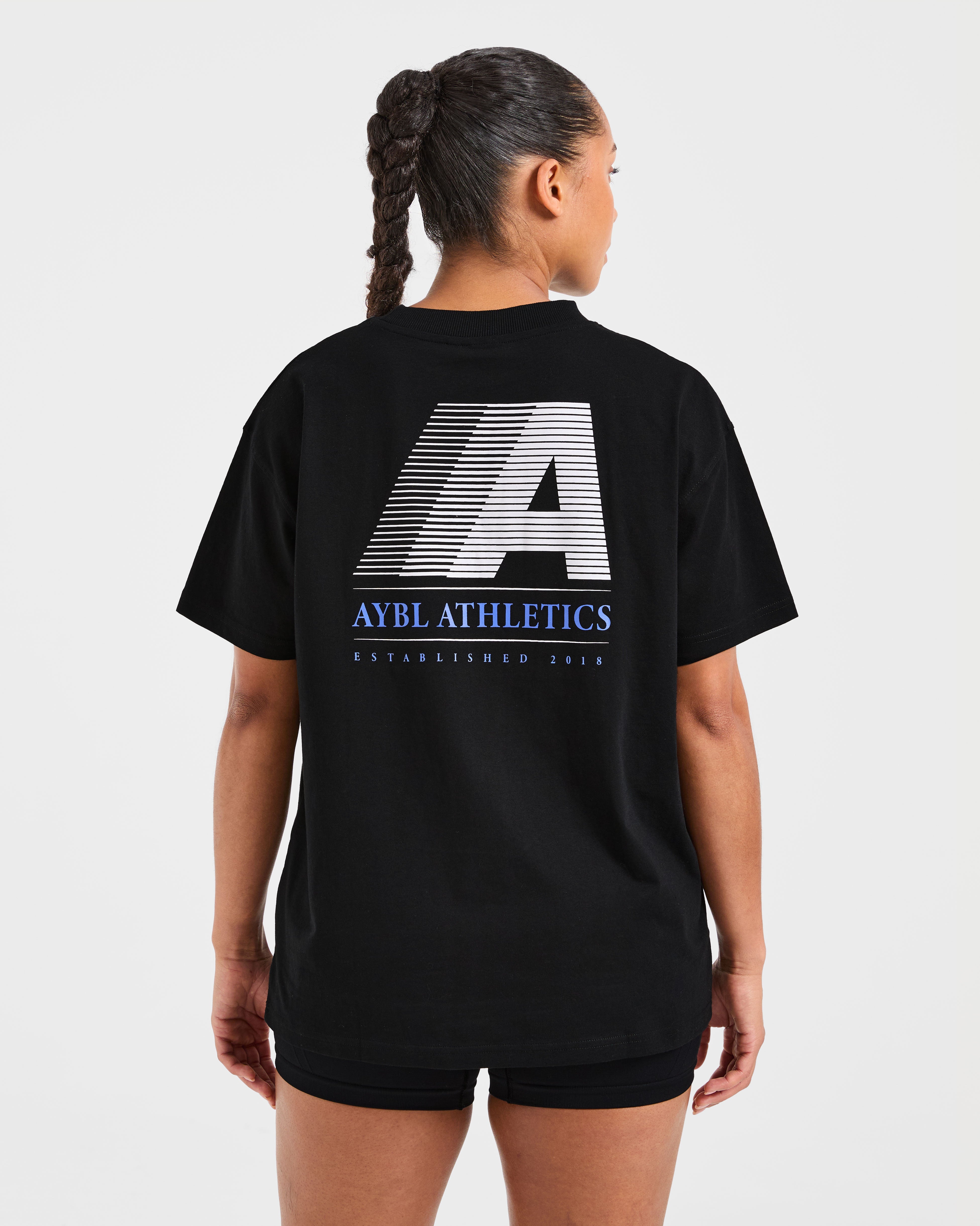 Retro Athletics Oversized T Shirt - Schwarz