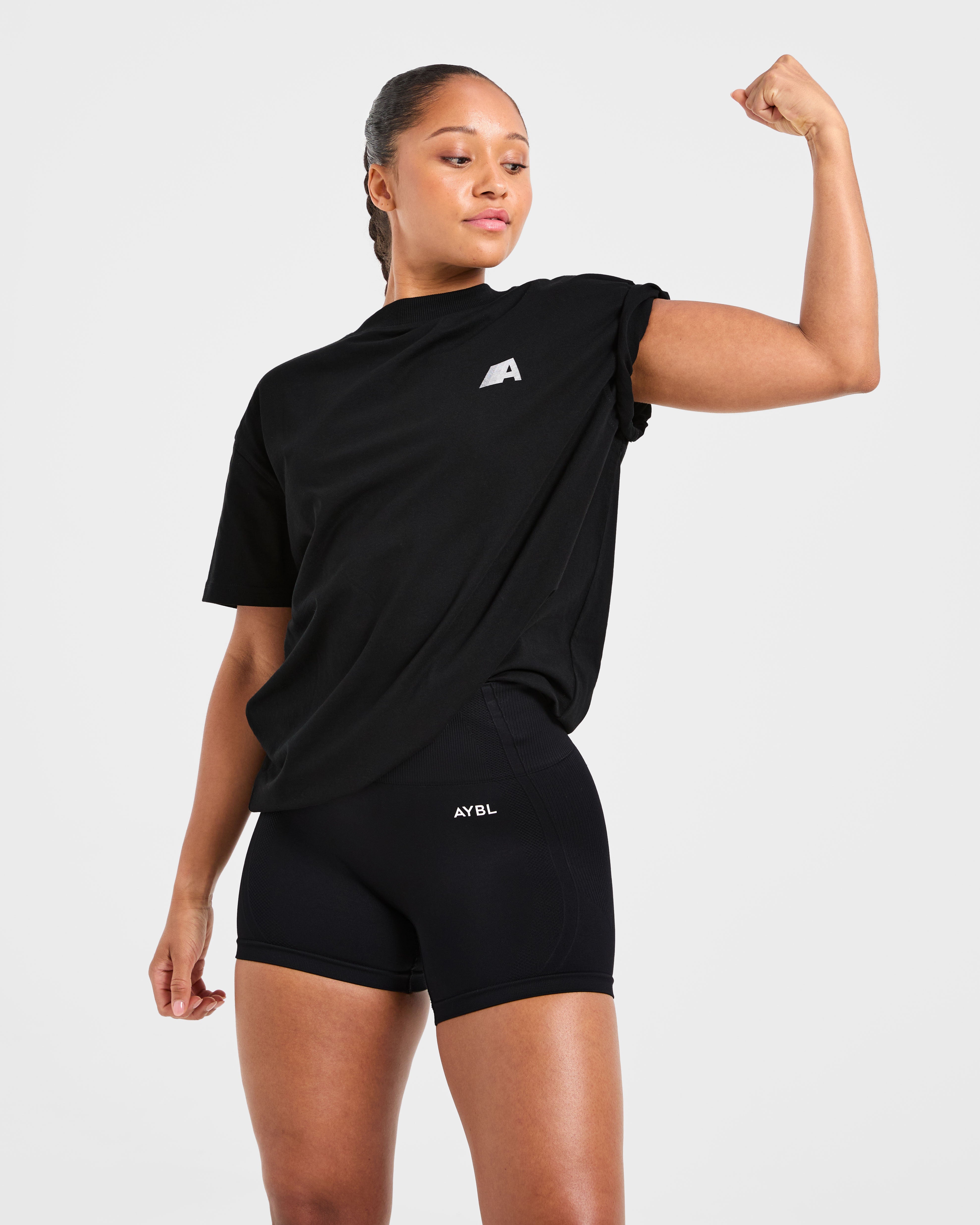 Retro Athletics Oversized T Shirt - Schwarz