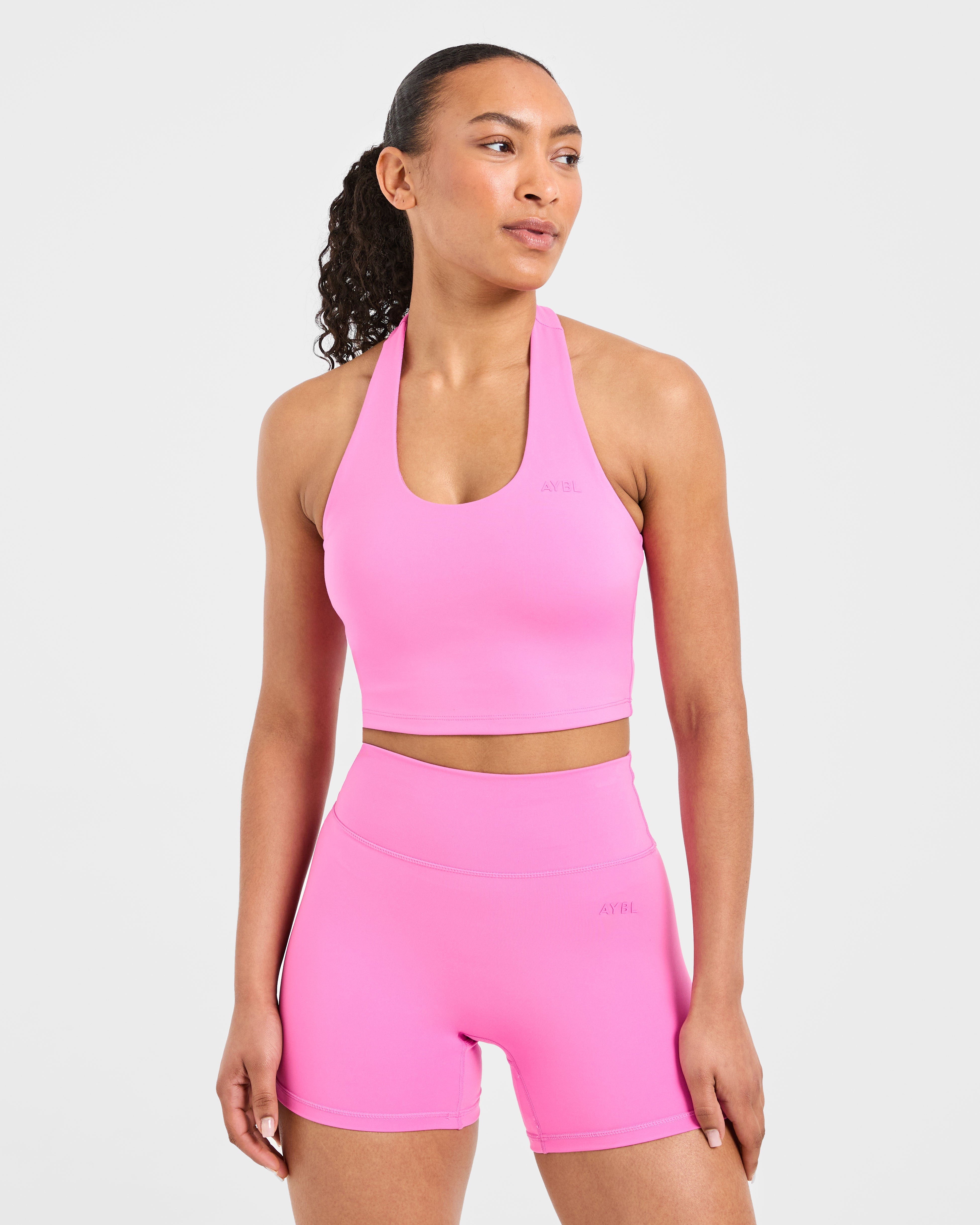Staple Halterneck Crop Top - Summer Rosa