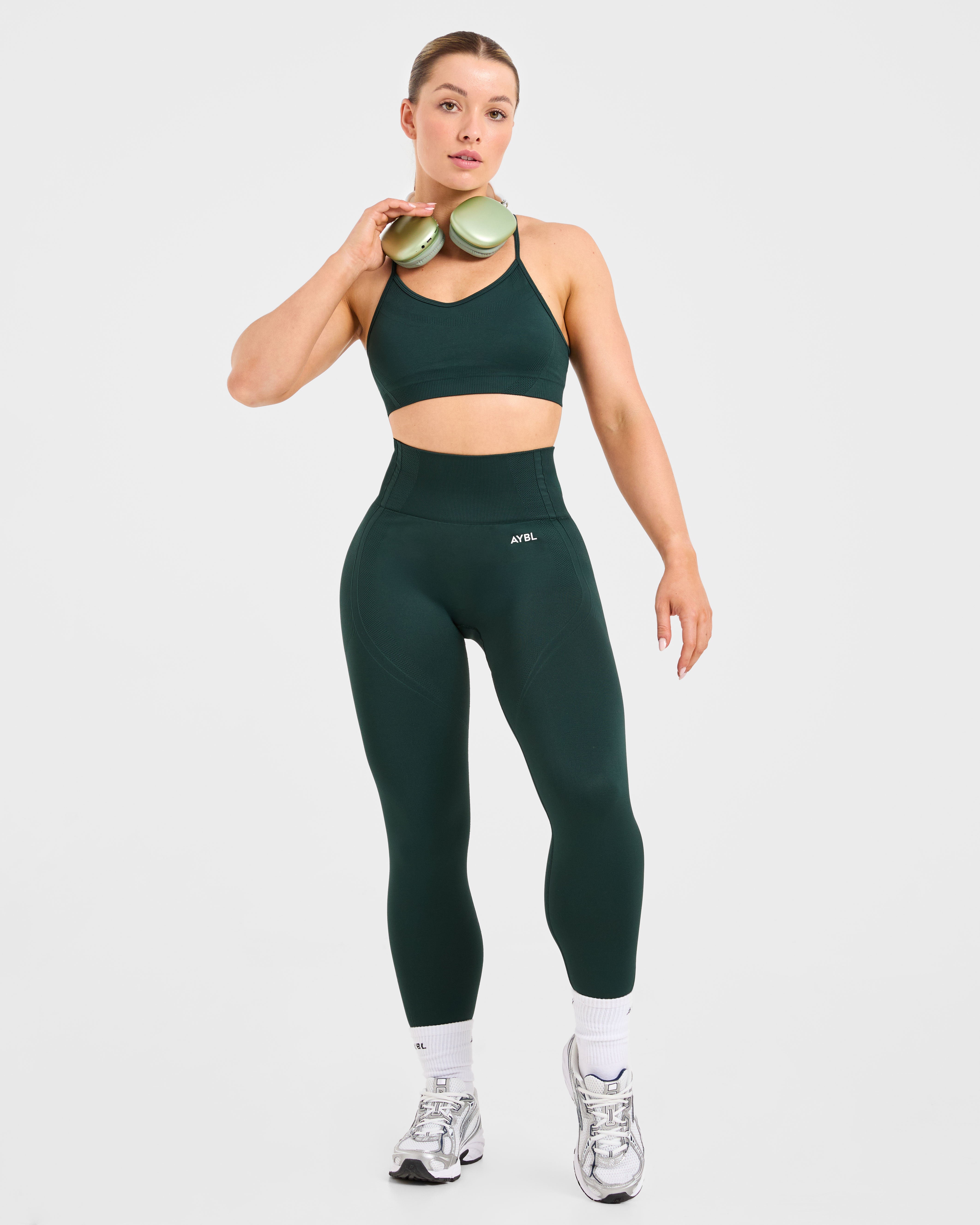 Balance V3 Seamless Strappy Sports Bra - Dark Grün