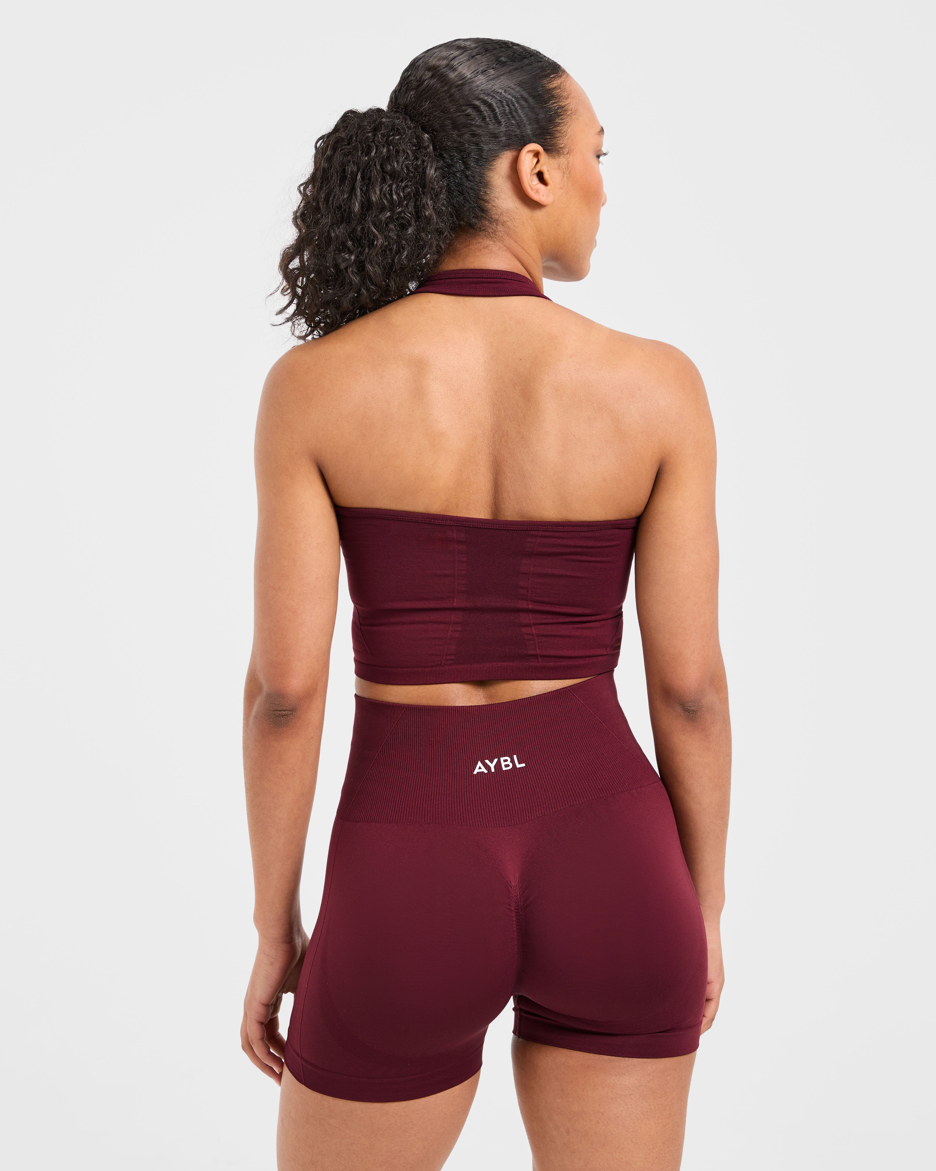 Empower Seamless Halterneck Crop Top - Rot Wine
