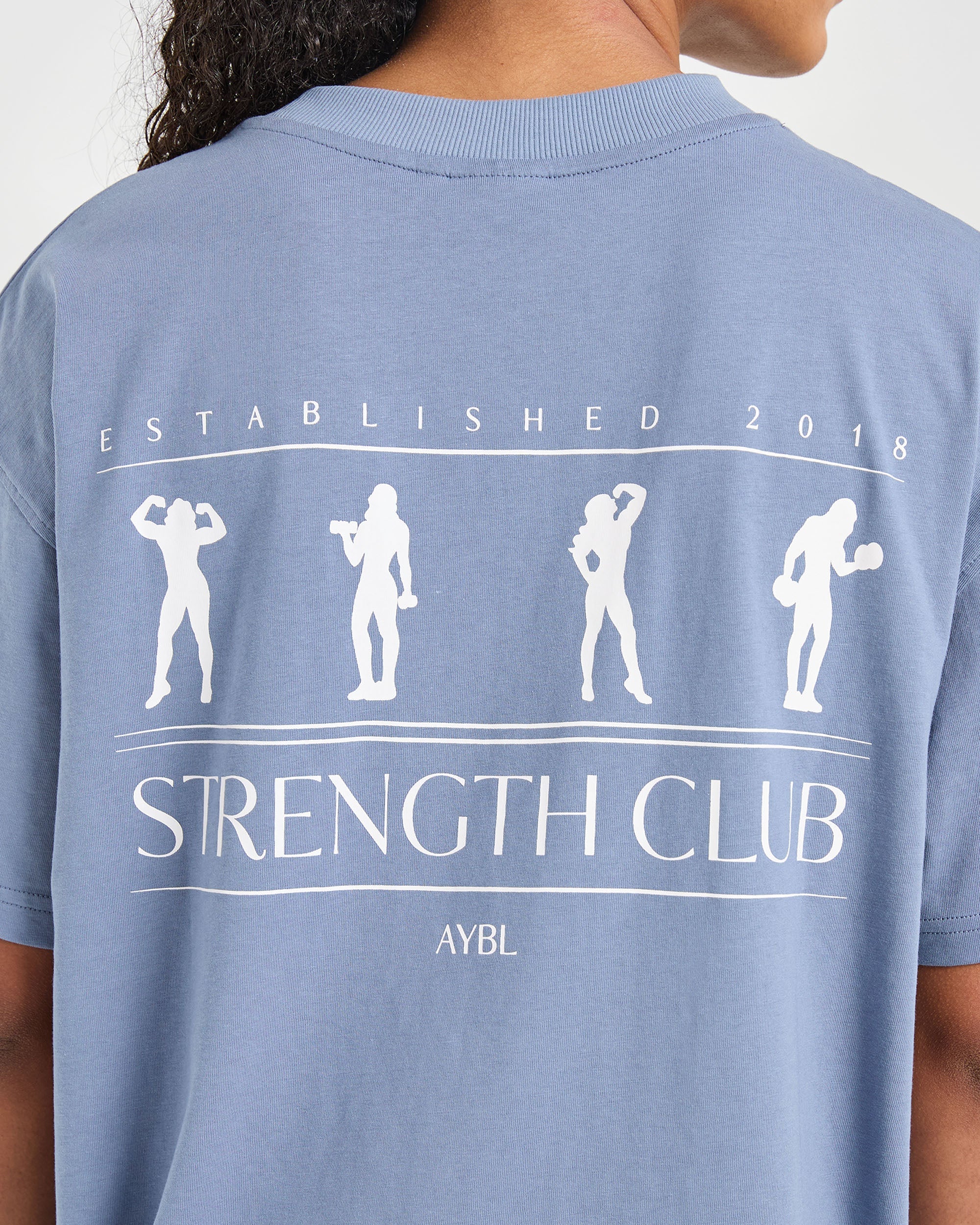 Strength Club Oversized T Shirt - Blau