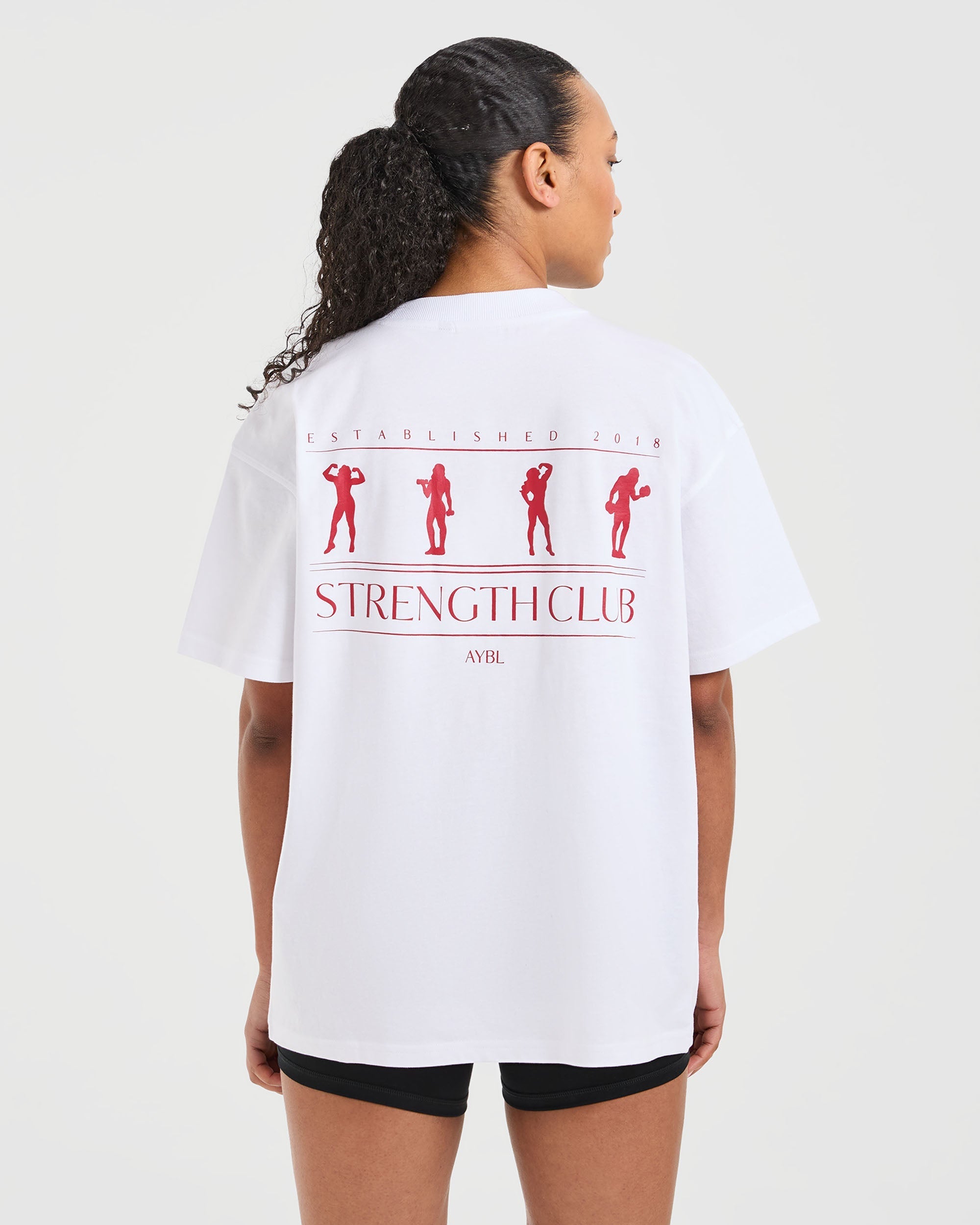 Strength Club Oversized T Shirt - Wit/Rot