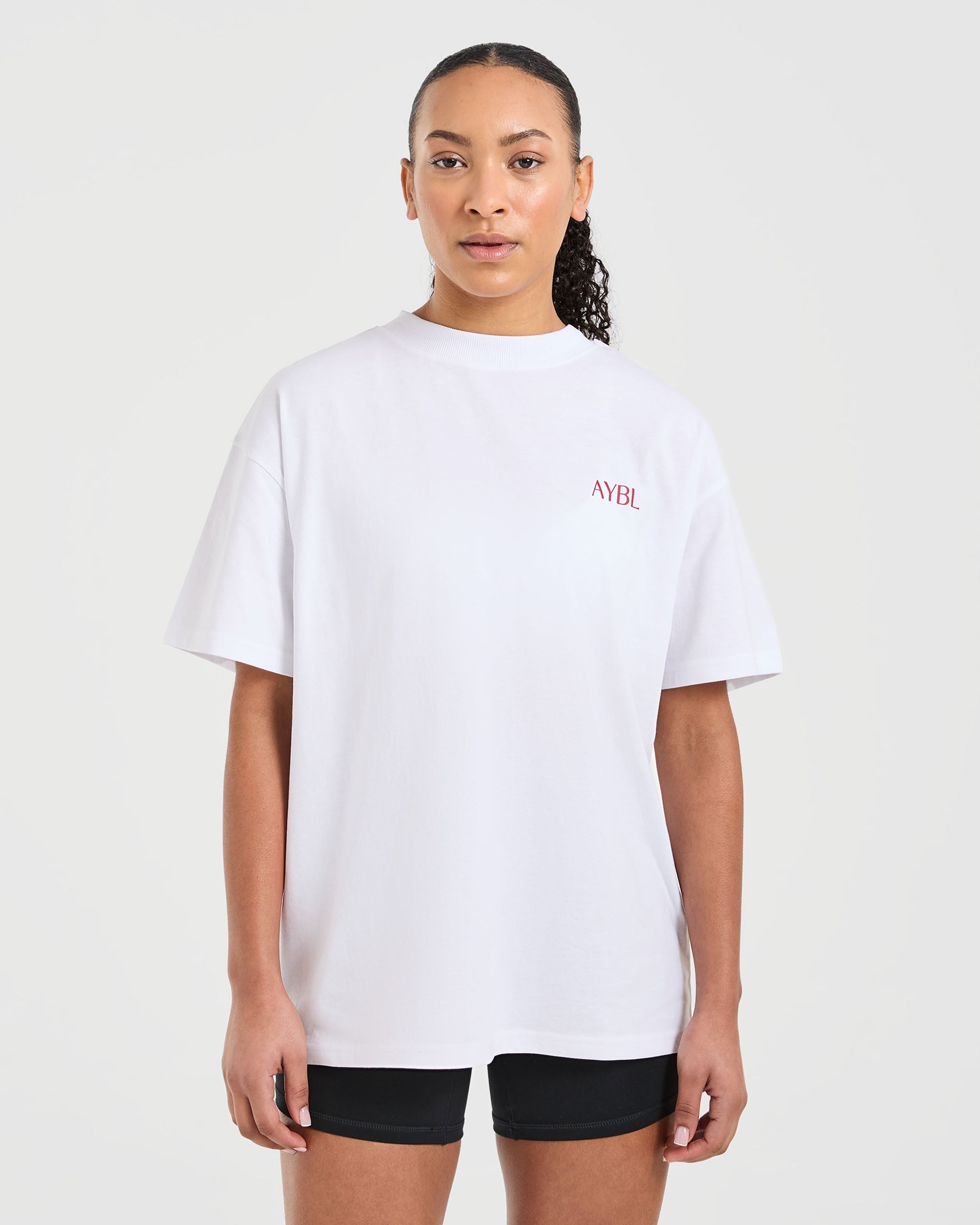 Strength Club Oversized T Shirt - Wit/Rot