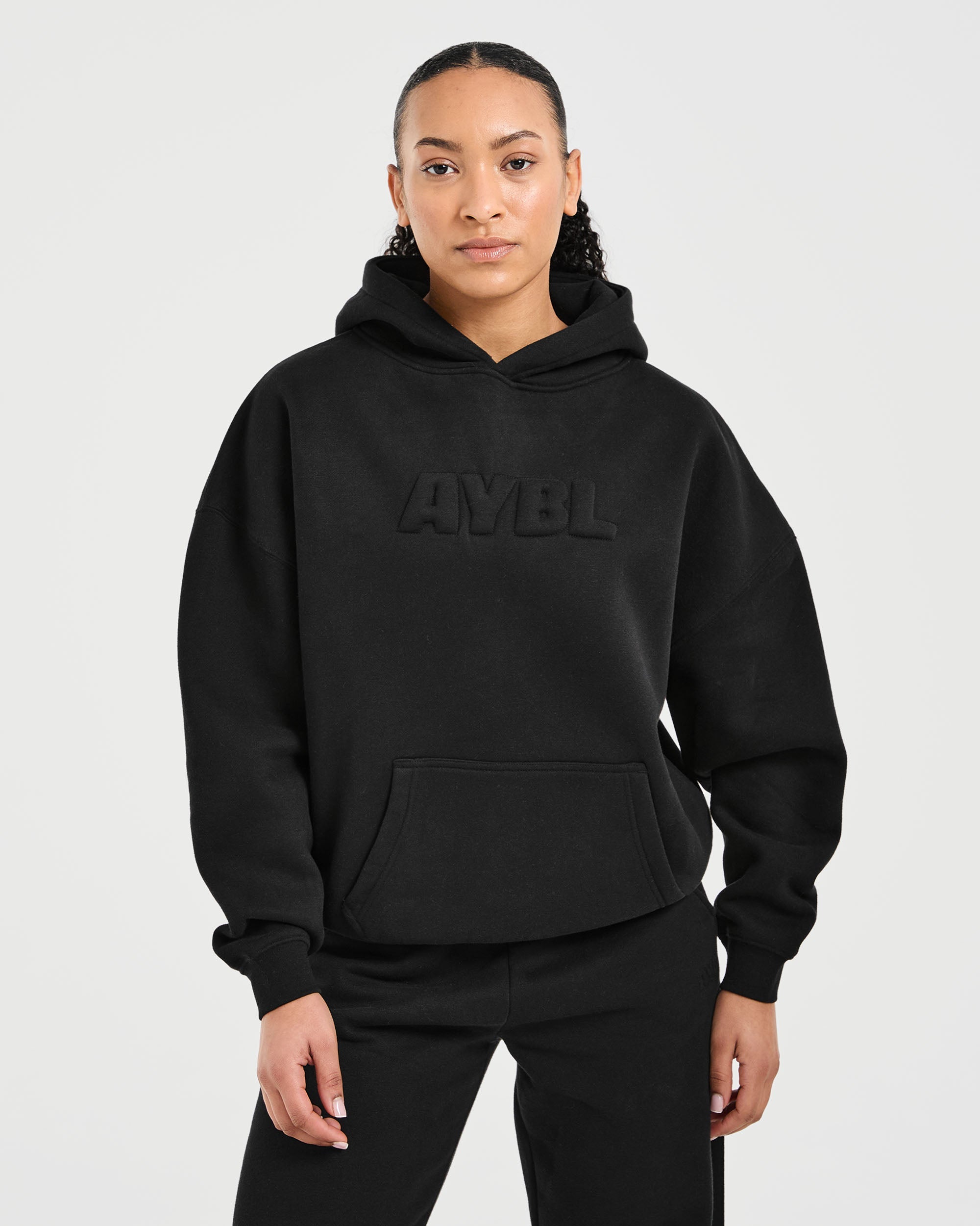 Classic Plush Oversized Hoodie - Schwarz