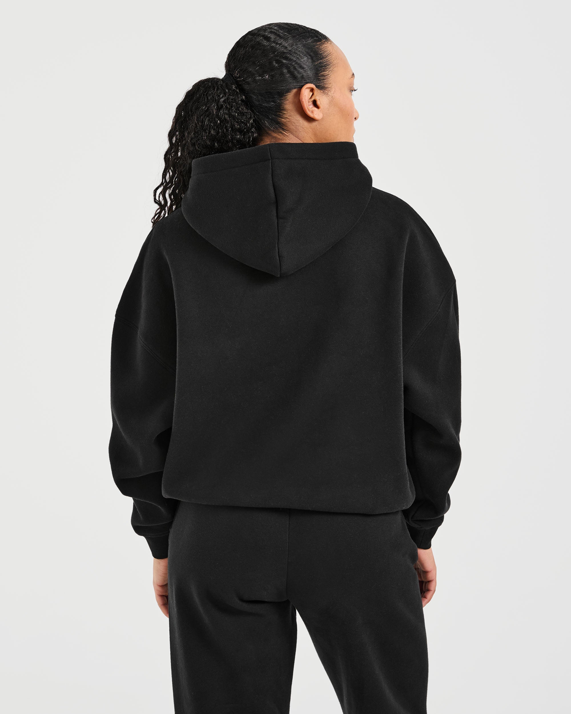 Classic Plush Oversized Hoodie - Schwarz